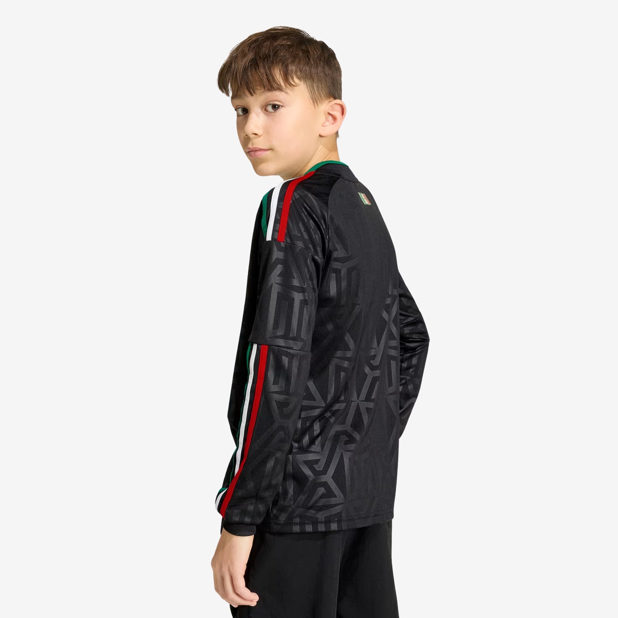 adidas Mexico 2026 Stadium Third Big Kids' Soccer Long-Sleeve Jersey - Black