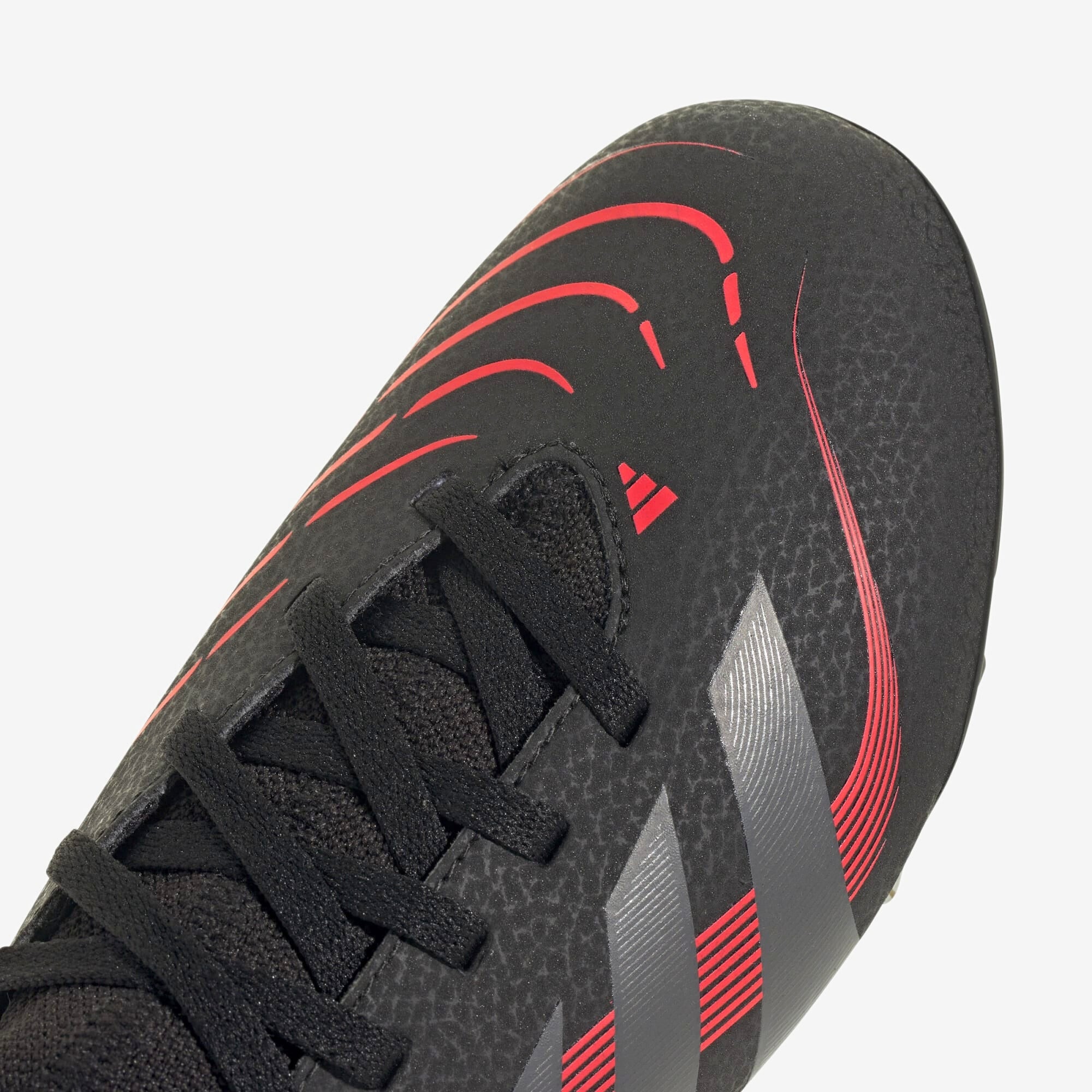 adidas Jr. Predator Club Sock Little/Big Kids' FG/MG Low-Top Soccer Cleats - Core Black / Grey Four / Lucid Red