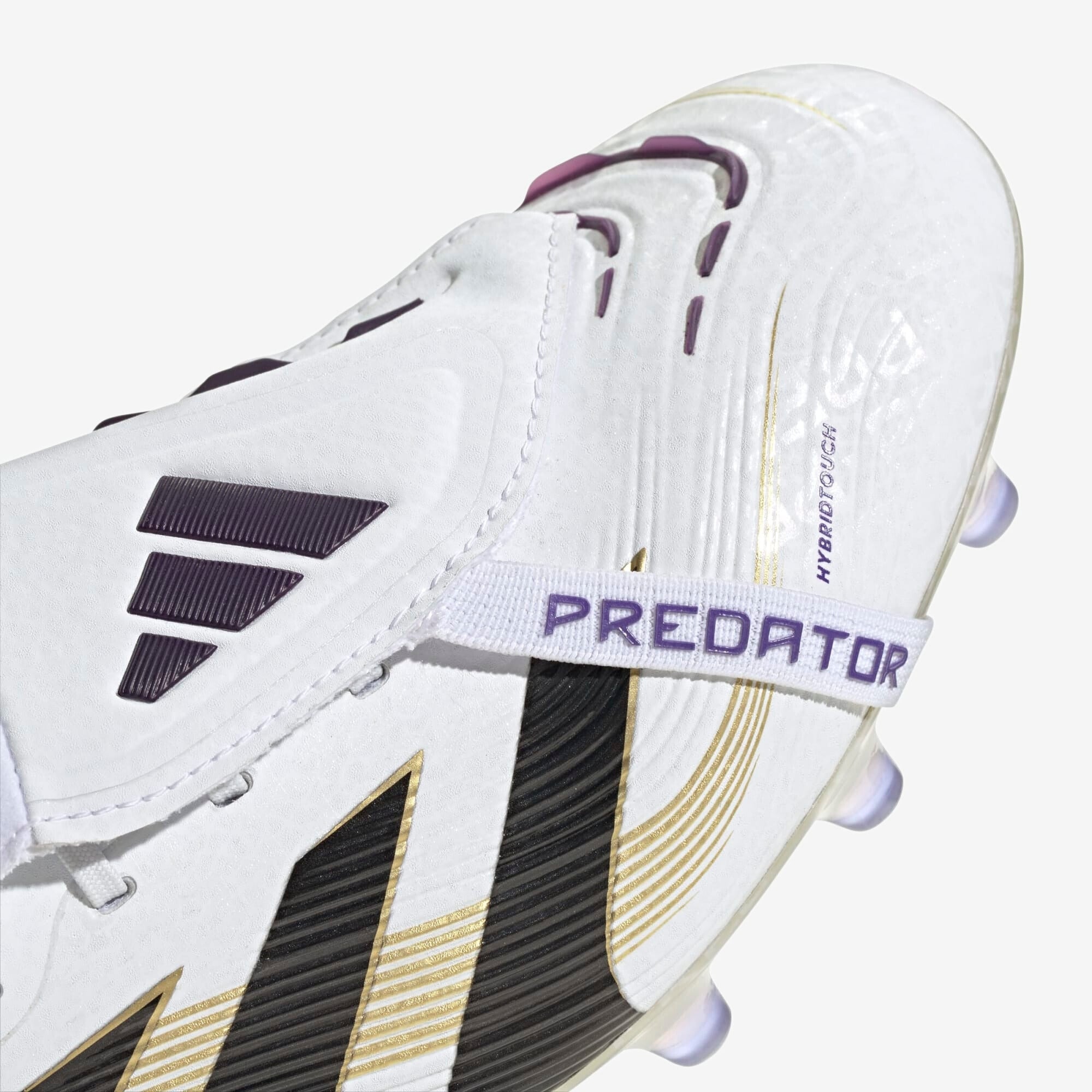 adidas Predator Elite Fold-Over Tongue Artificial-Grass Low-Top Soccer Cleats - Cloud White / Core Black / Gold Metallic