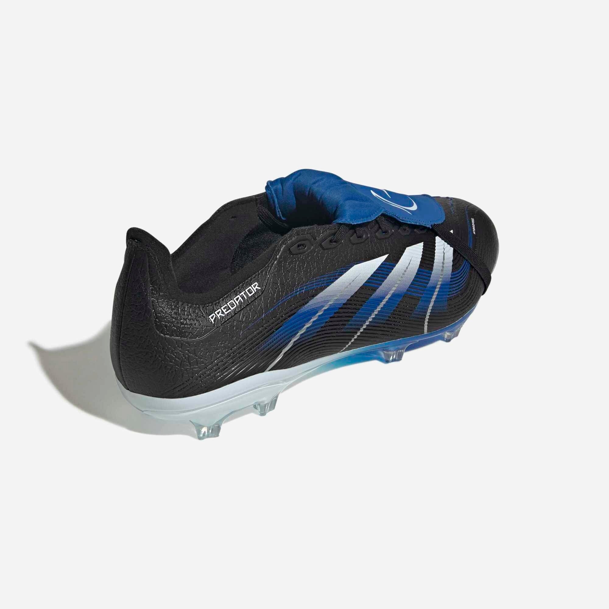 adidas Predator League JB Fold-Over Tongue Firm-Ground Low-Top Soccer Cleats - Core Black / Cloud White / Glow Blue