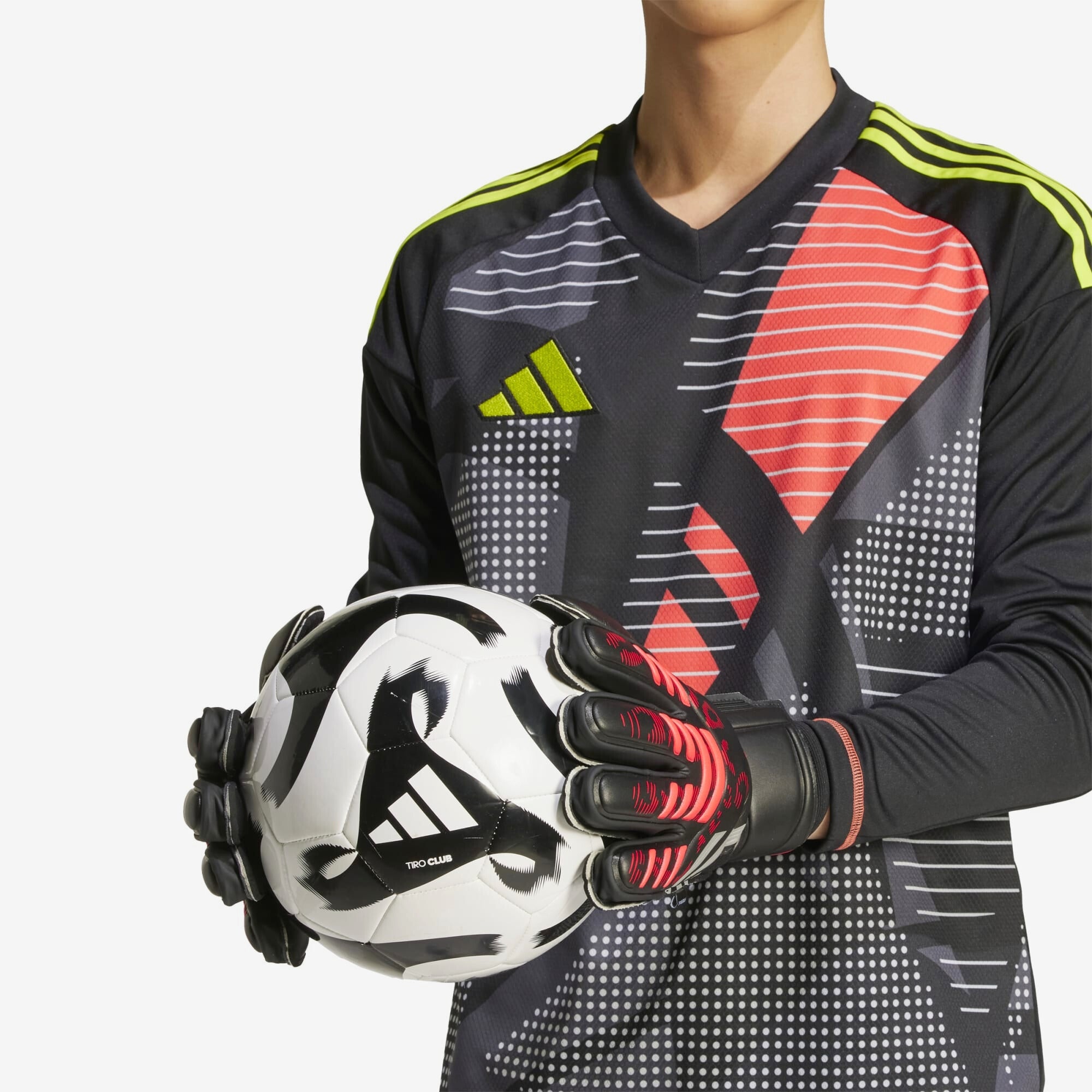 adidas Predator Match Fingersave Goalkeeper Gloves - Black / Black / Lucid Red
