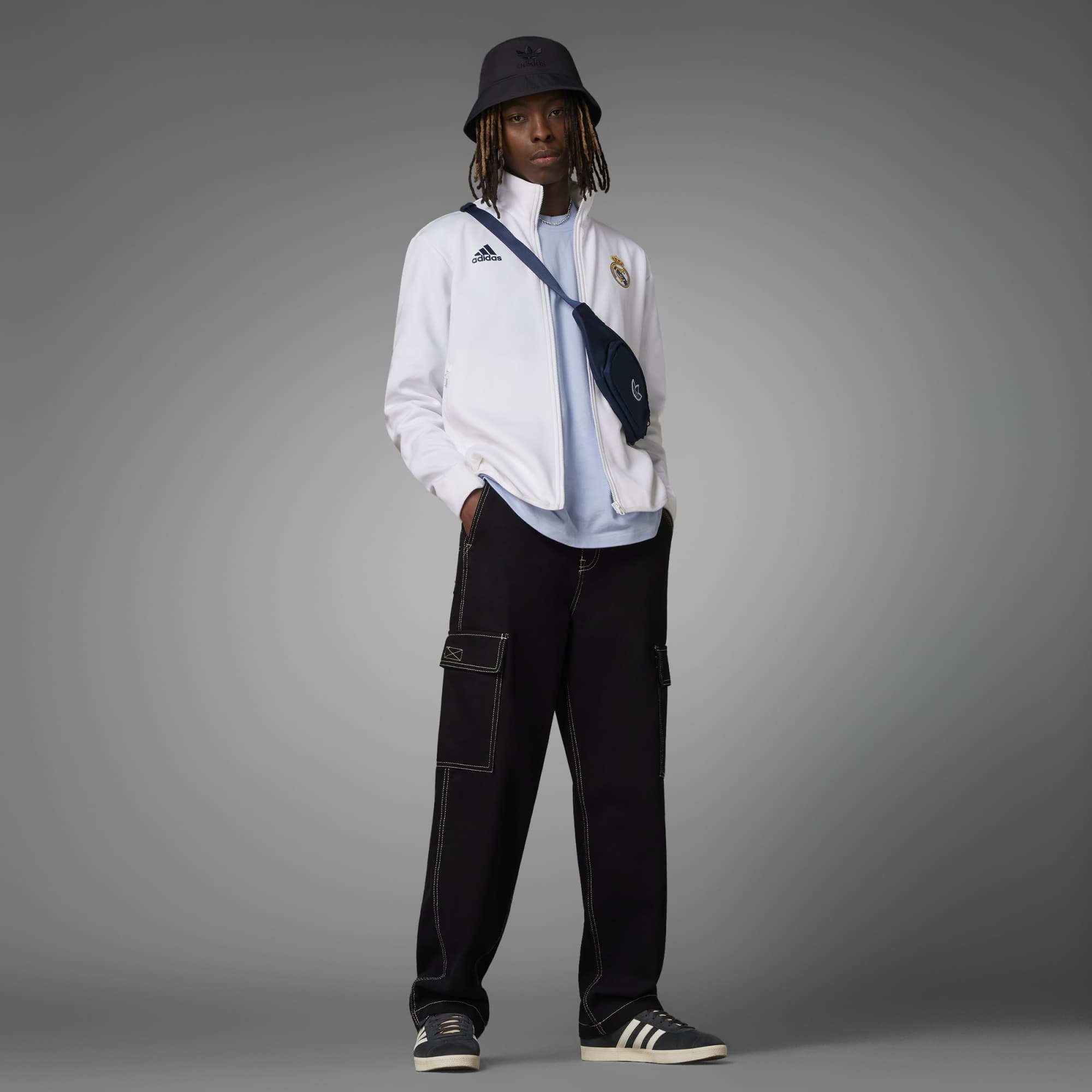 adidas Real Madrid Anthem Men's Full-Zip Soccer Jacket - White