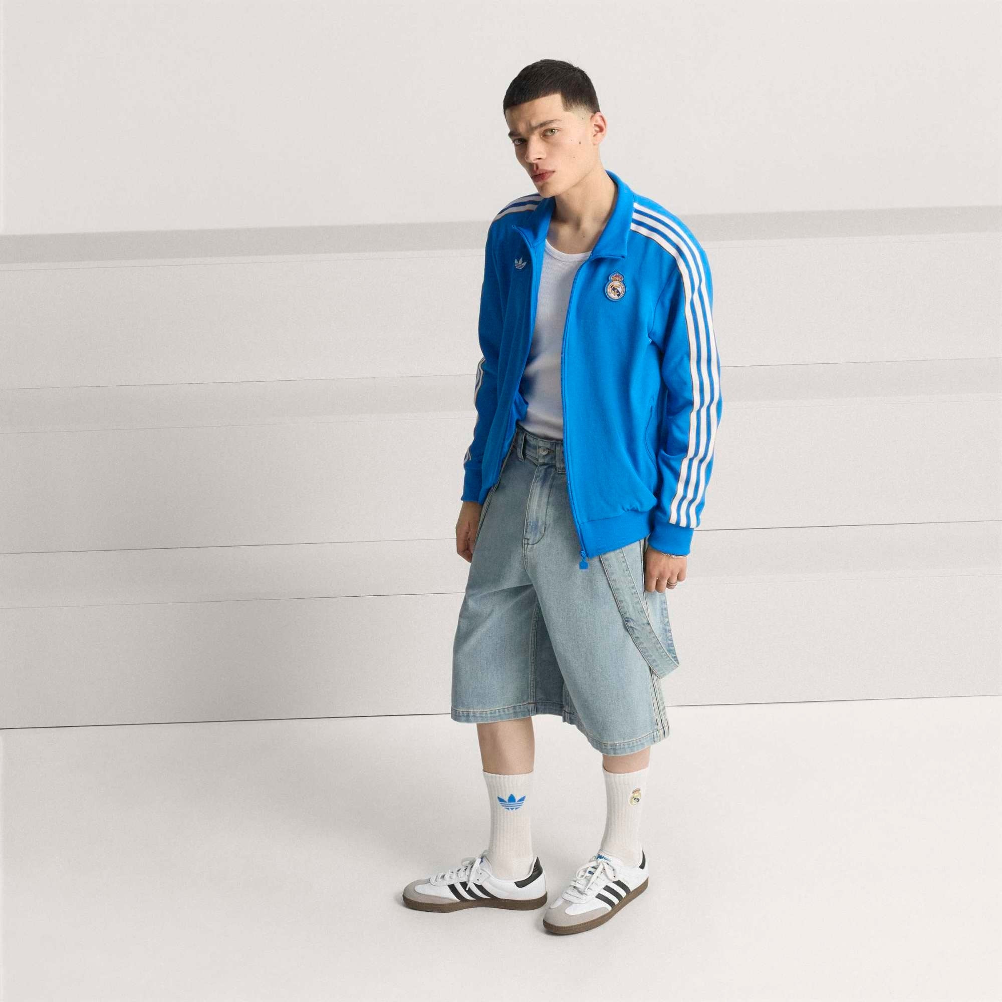 adidas Real Madrid Terrace Icons Men's Full-Zip Soccer Track Jacket - Bluebird / White