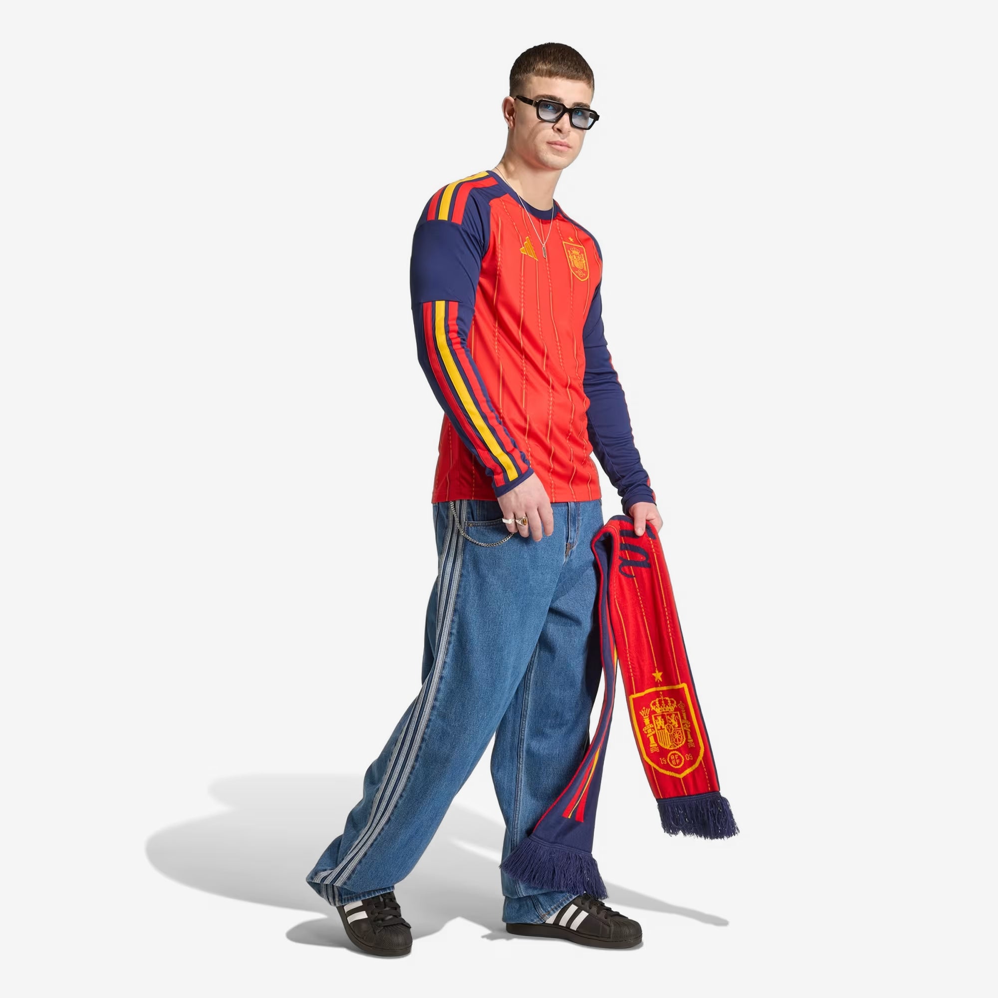 adidas Spain 2026 Stadium Home Men's Soccer Long-Sleeve Jersey - Vivid Red