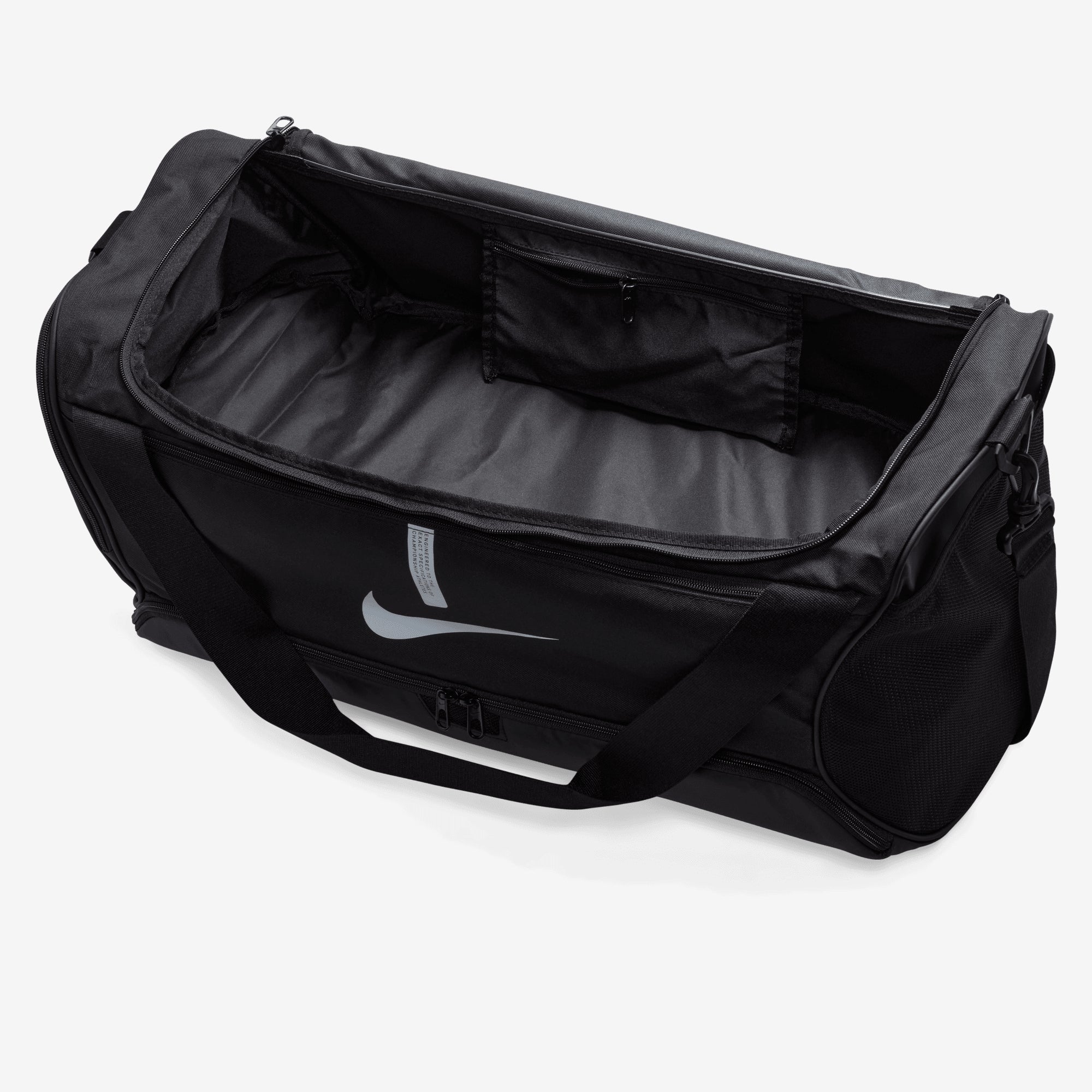 Nike Academy Team Soccer Duffel Bag (Medium, 60L) - Black/Black/White