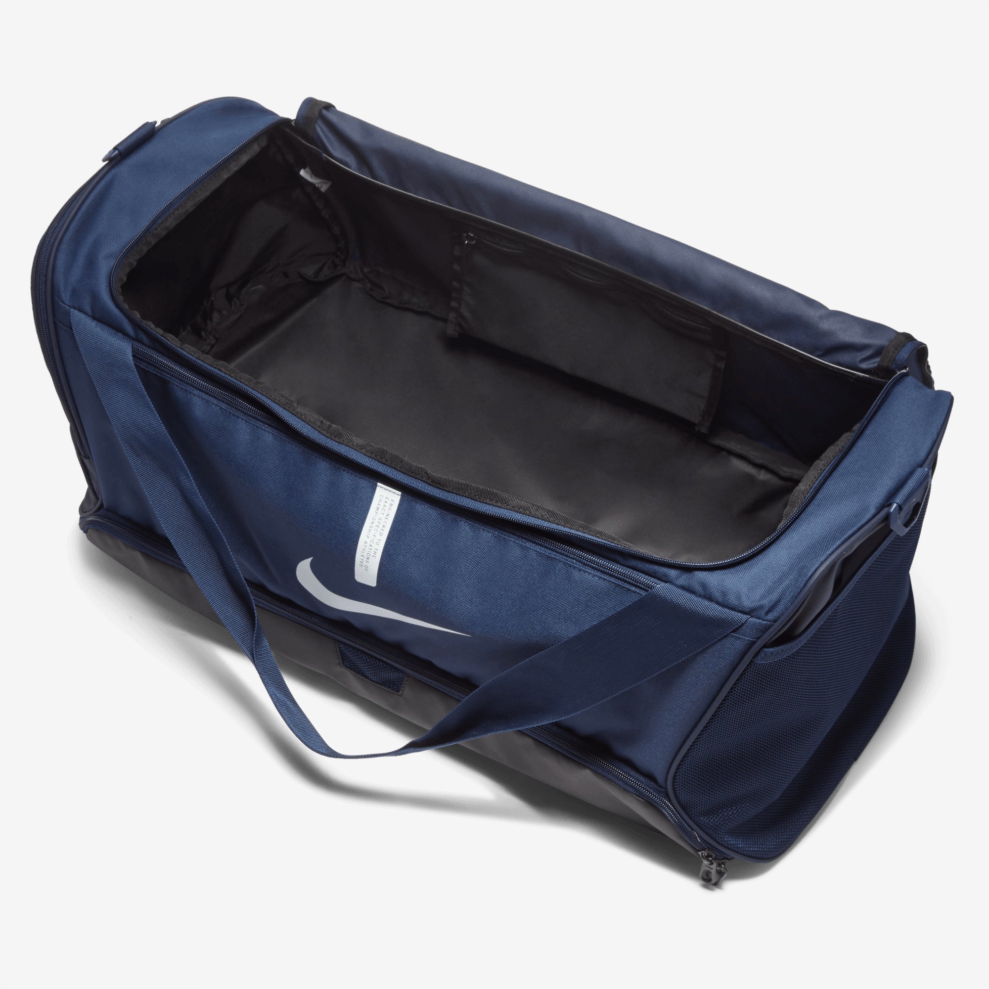 Nike Academy Team Soccer Duffel Bag (Medium, 60L) - Midnight Navy/Black/White