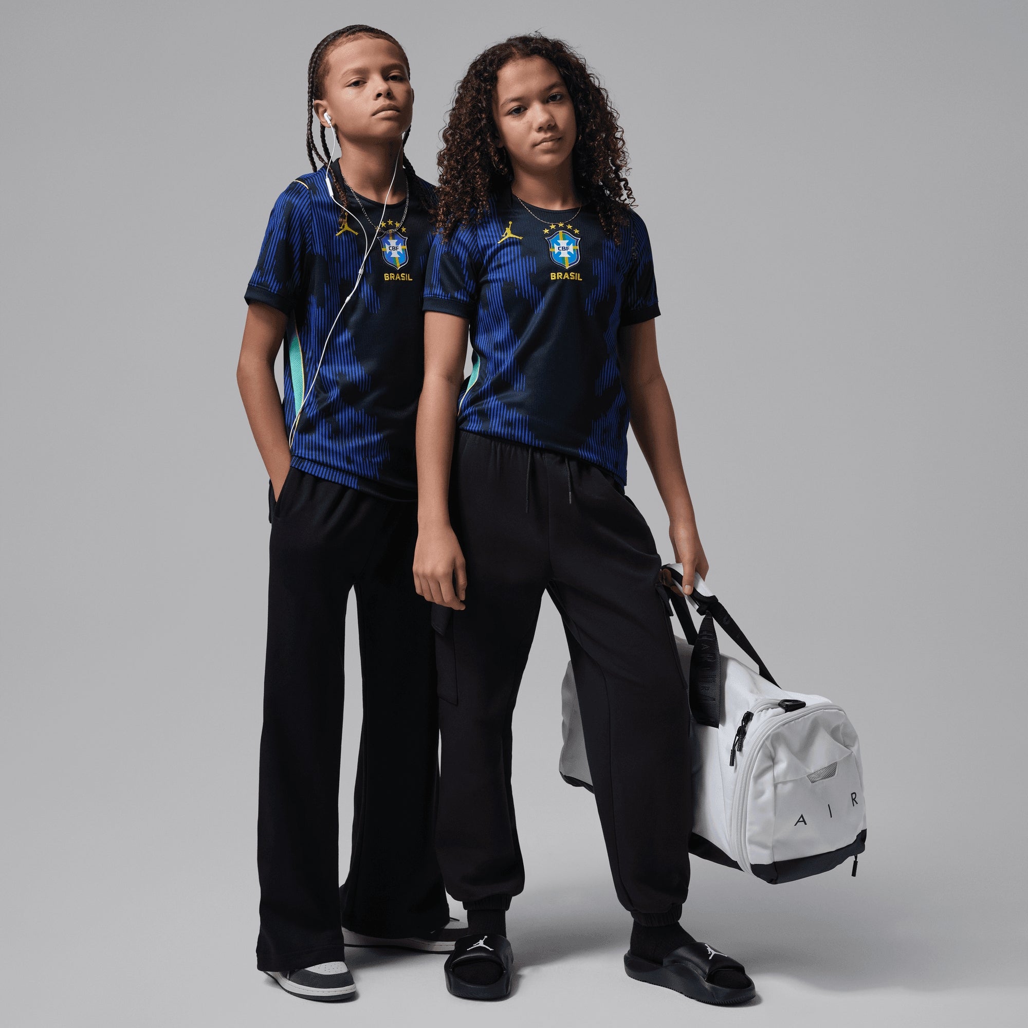 Nike Brazil 2026 Stadium Away Big Kids' Jordan Dri-FIT Soccer Replica Jersey - Old Royal/Black