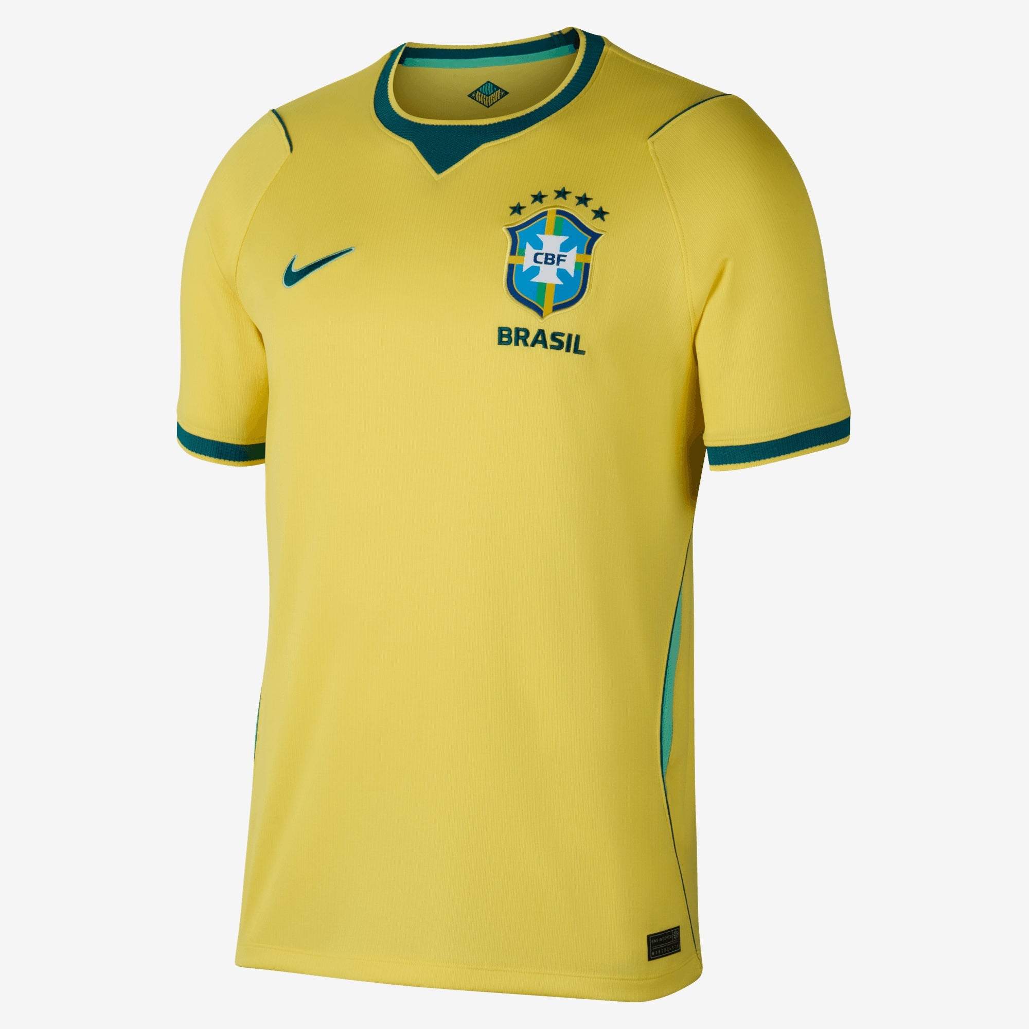 Nike Brazil 2026 Stadium Home Men's Dri-FIT Soccer Replica Jersey - Canary/Light Menta/Geode Teal