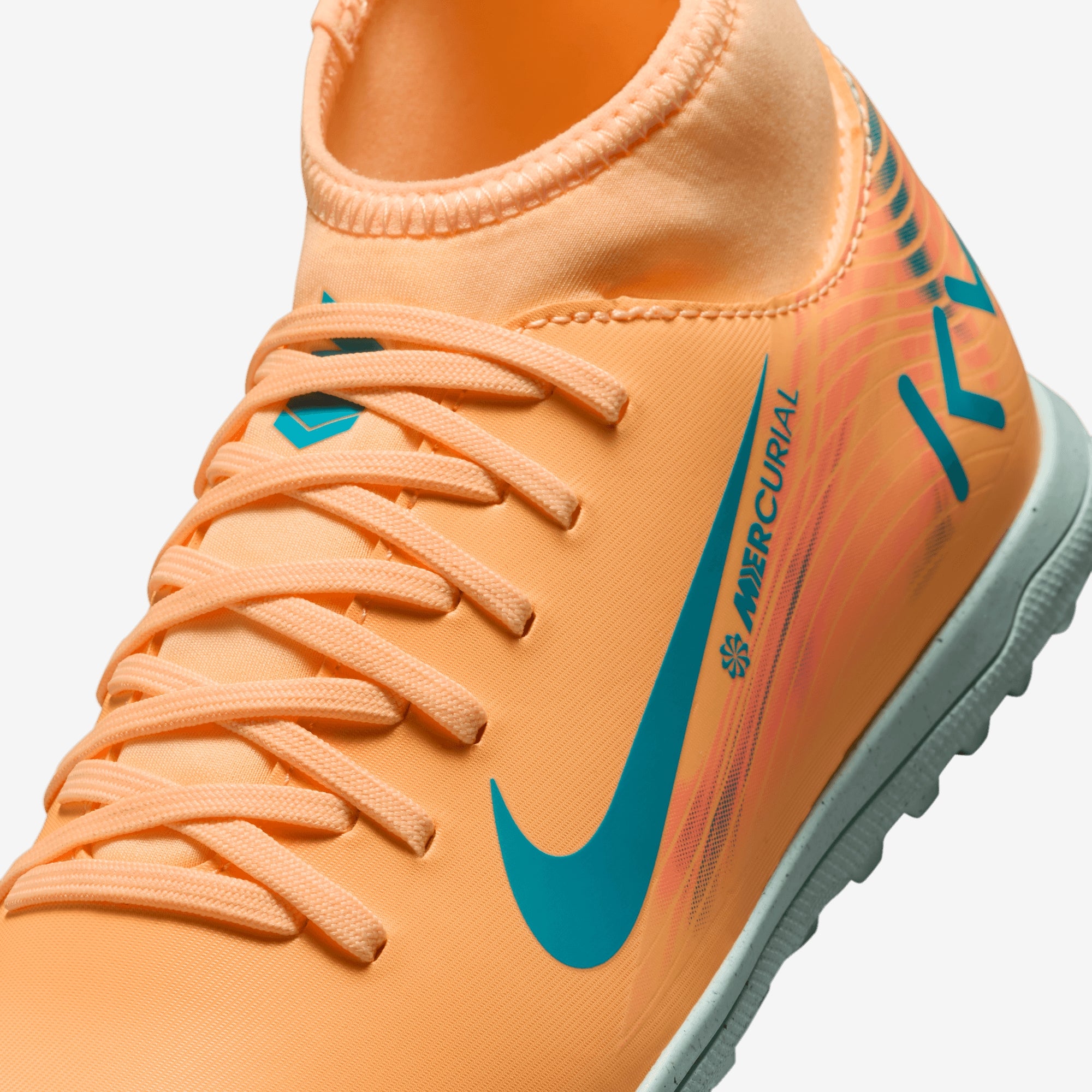 Nike Jr. Mercurial Superfly 10 Club Kylian Mbappé Big Kids' Turf High-Top Soccer Shoes - Melon Tint/Neo Turq-Igloo