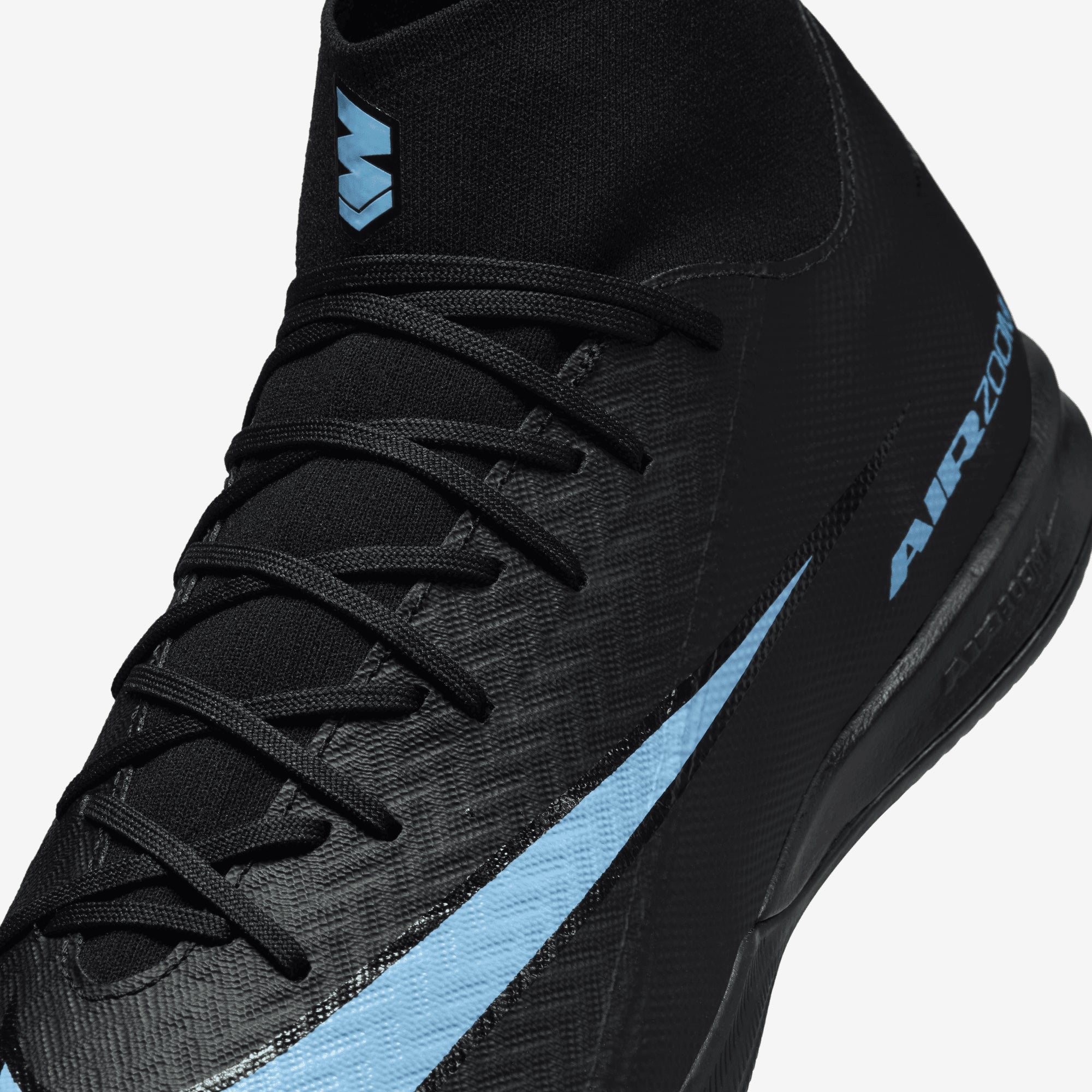 Nike Mercurial Superfly 10 Academy Indoor/Court High-Top Soccer Shoes - Black/Ice Blue