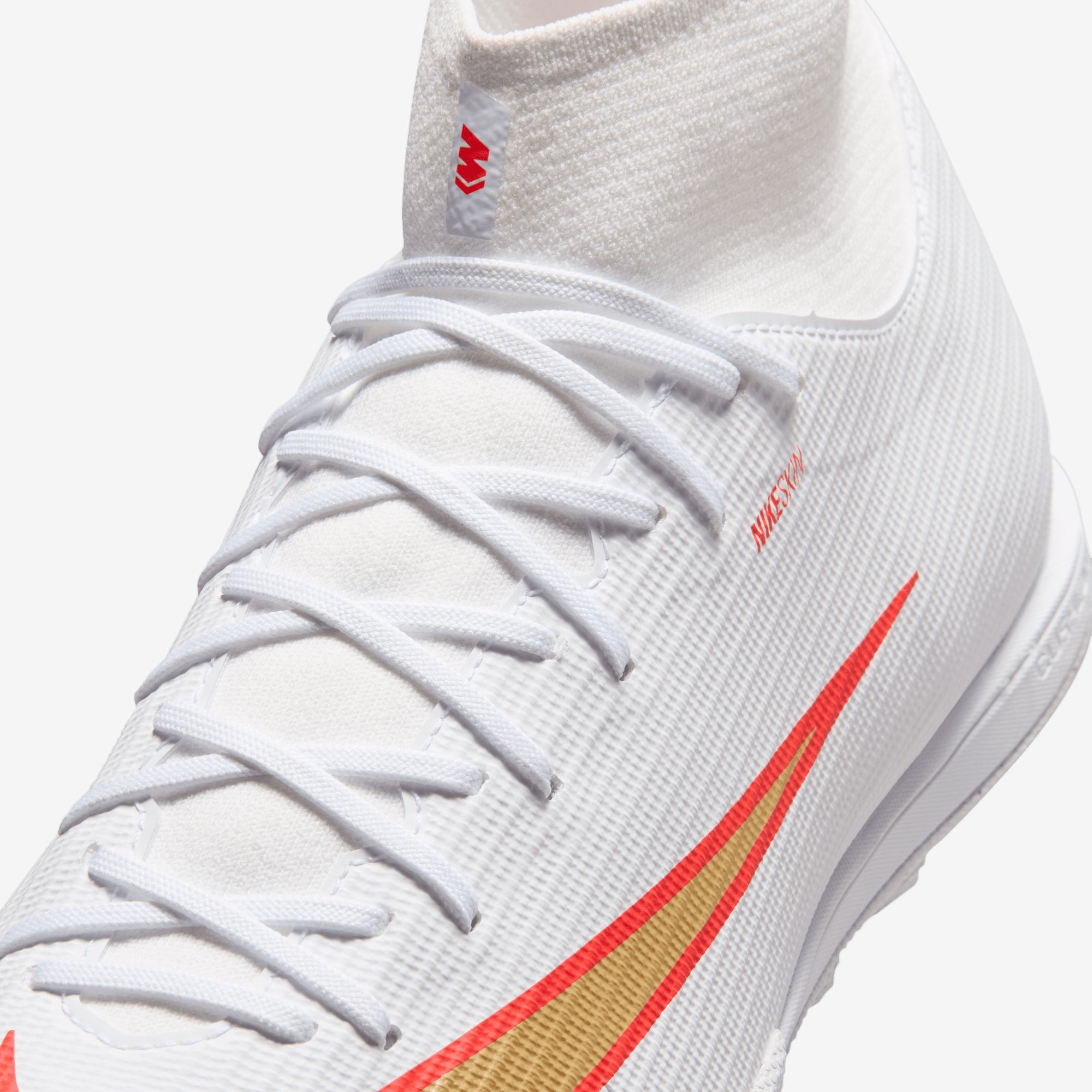 Nike Mercurial Superfly 11 Academy Turf High-Top Soccer Shoes - White/Blur-Bright Crimson