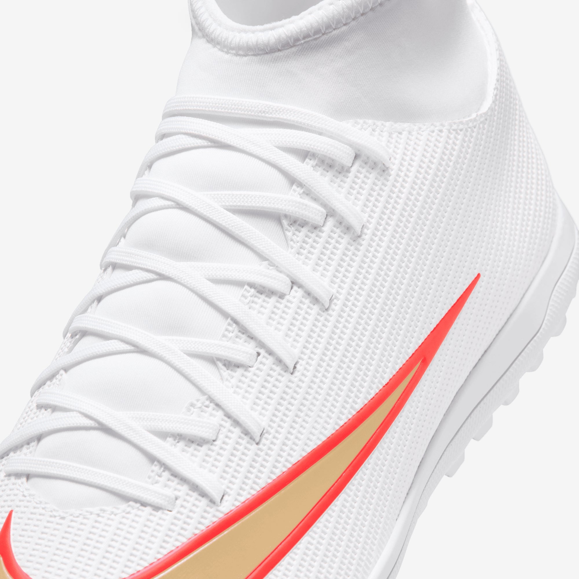 Nike Mercurial Superfly 11 Club Turf High-Top Soccer Shoes - White/Blur-Bright Crimson