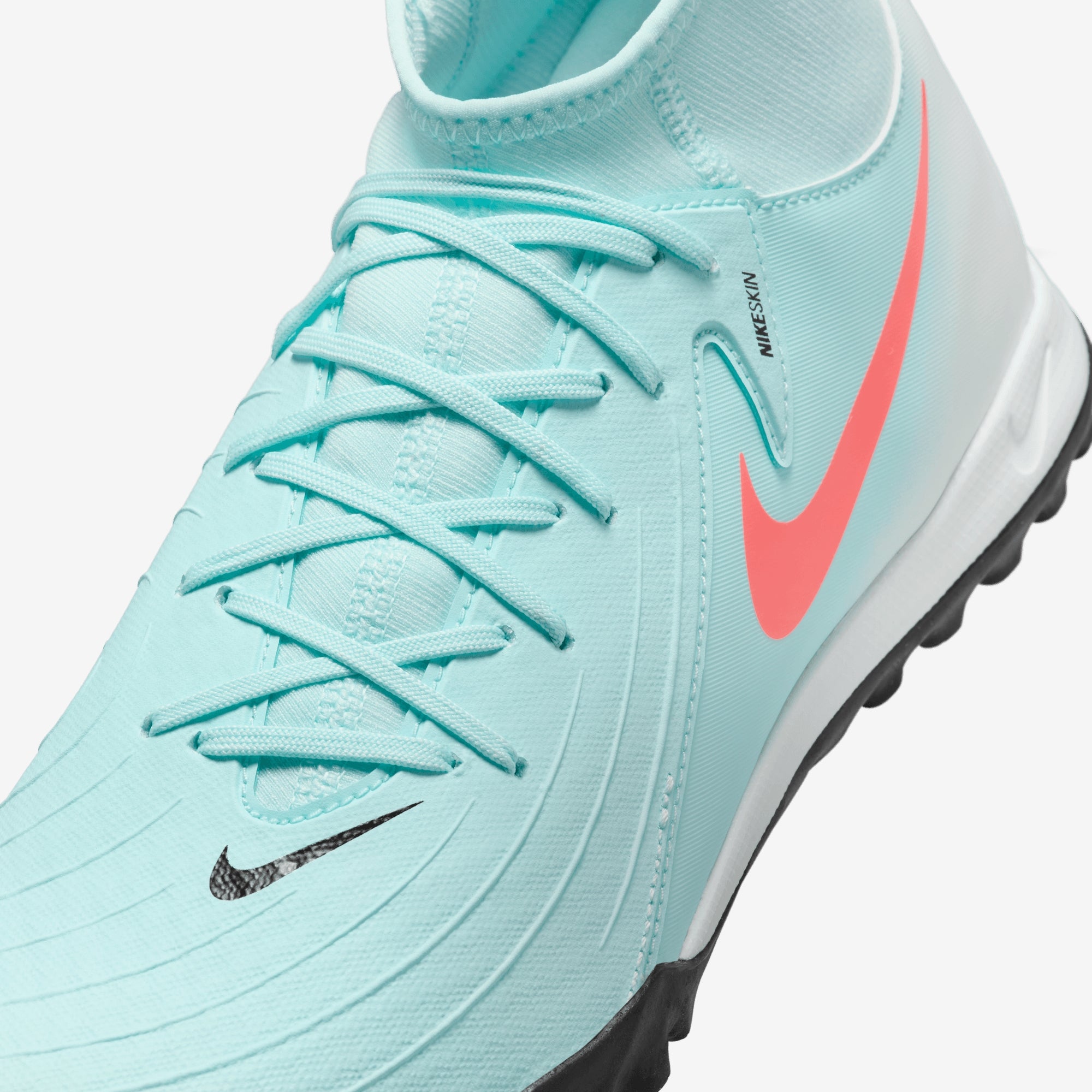 Nike Phantom Luna 2 Academy Turf High-Top Soccer Shoes - Mint/Atomic Red-Off Noir