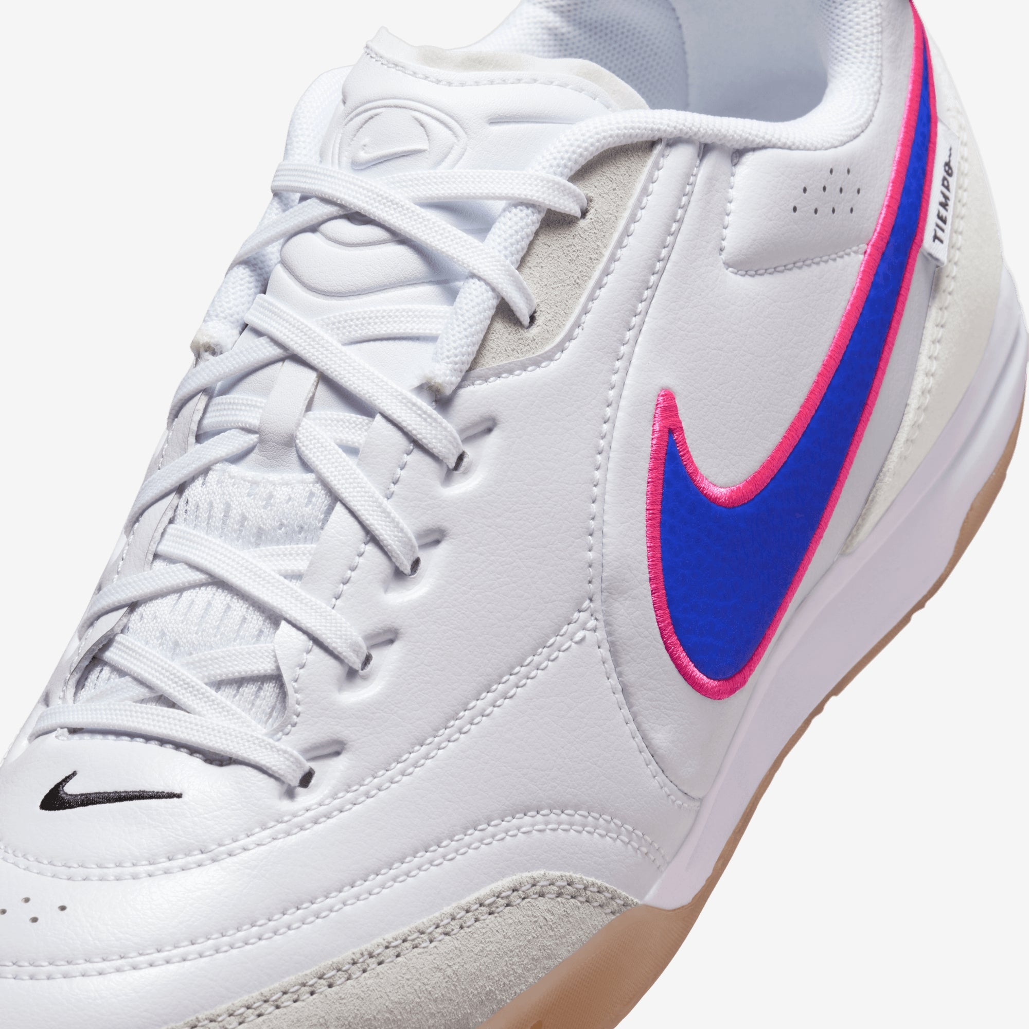 Nike Tiempo Streetgato Indoor/Court Low-Top Soccer Shoes - White/Racer Blue-Pink Blast
