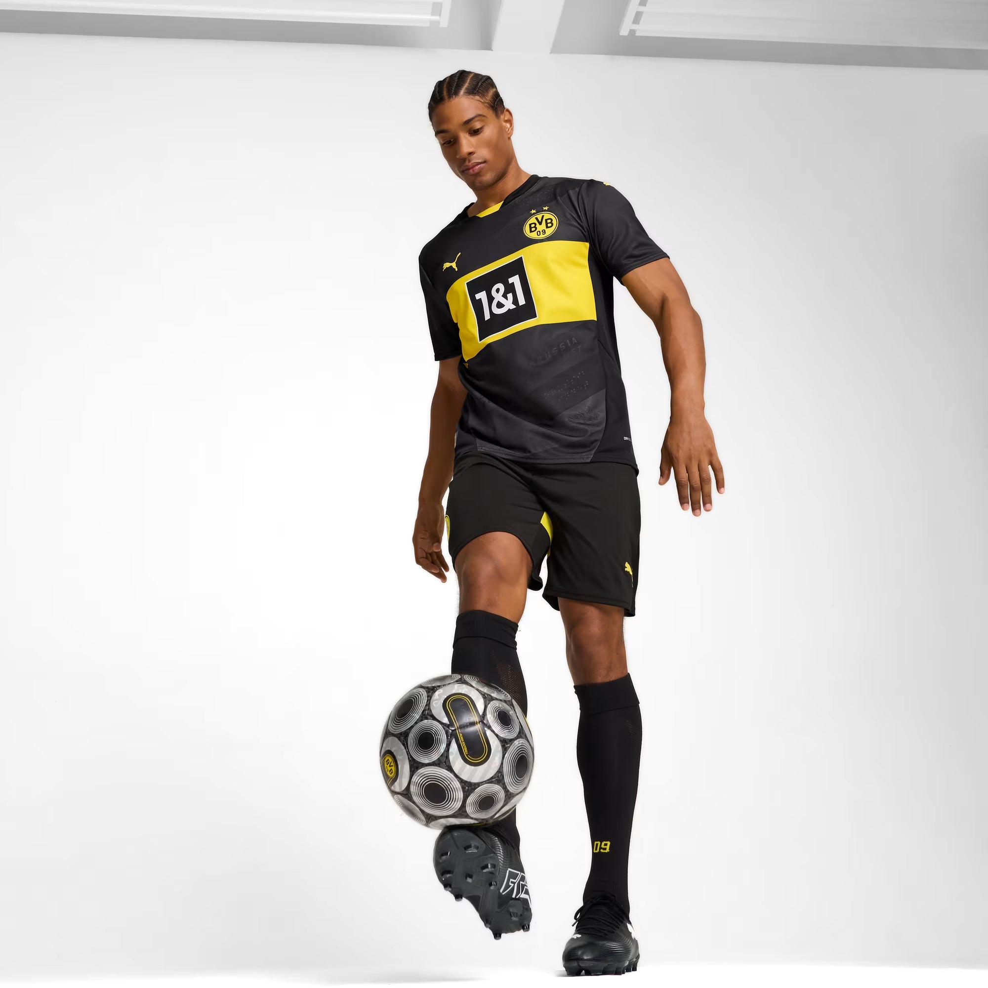 PUMA Borussia Dortmund 2024/25 Stadium Away Men's dryCELL Soccer Replica Jersey - PUMA Black-Faster Yellow