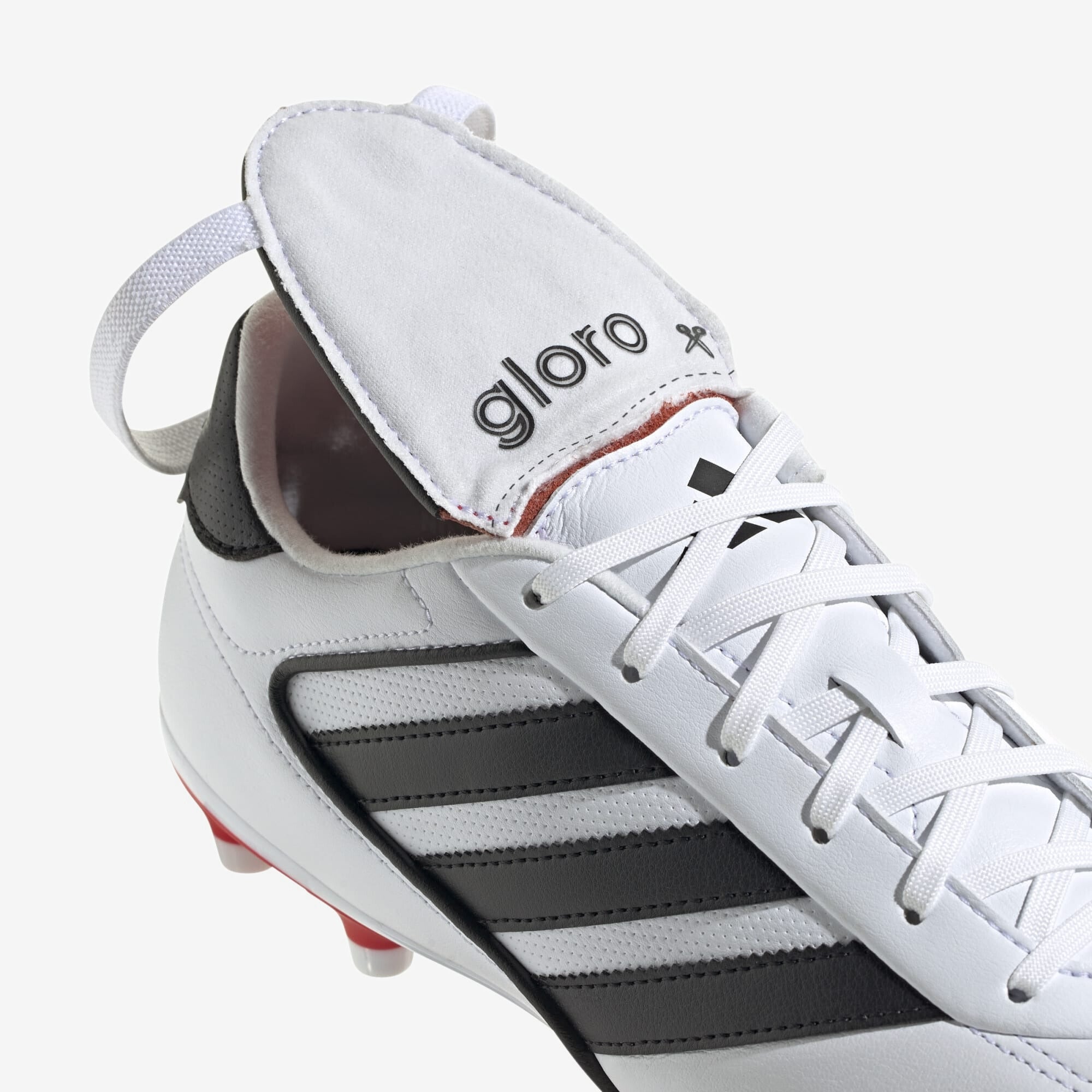 adidas Copa Gloro 2 Firm-Ground Low-Top Soccer Cleats - Cloud White / Core Black / Better Scarlet