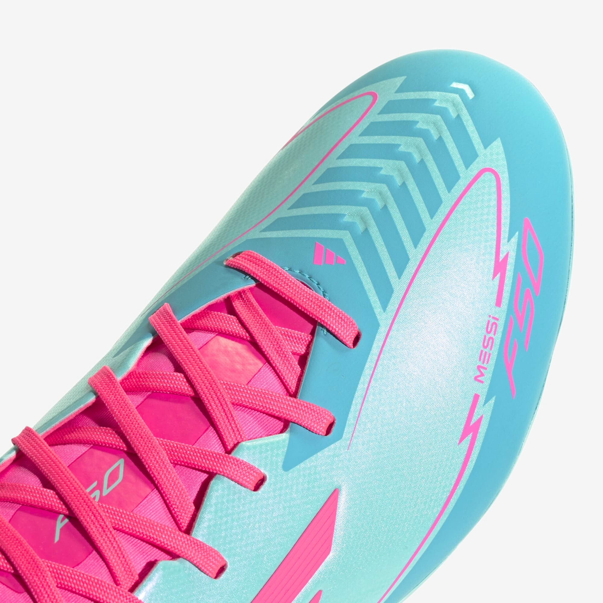 adidas F50 League Messi FG/MG Low-Top Soccer Cleats - Flash Aqua / Lucid Pink / Lucid Cyan
