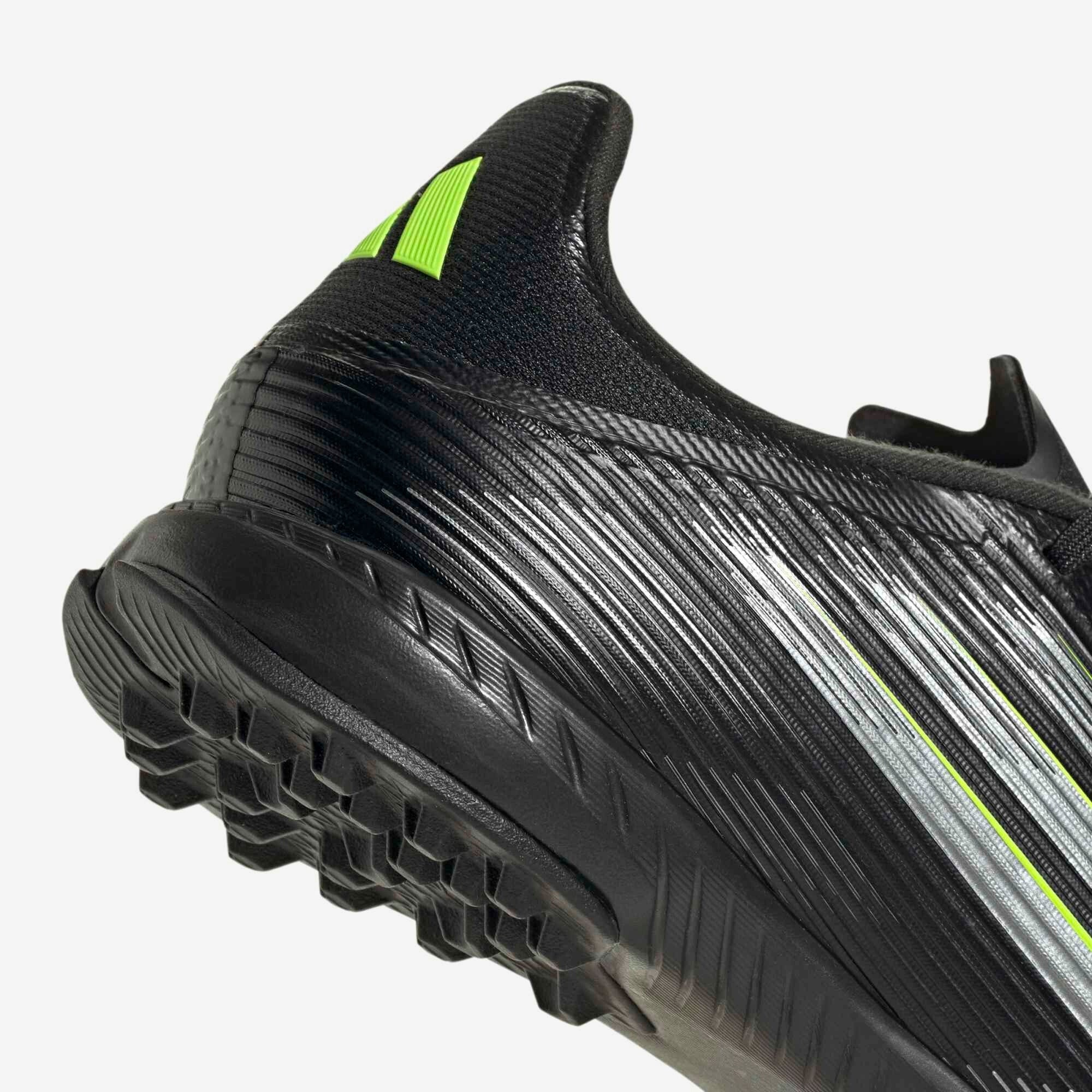 adidas F50 League Turf Low-Top Soccer Shoes - Core Black / Iron Metallic / Lucid Lemon