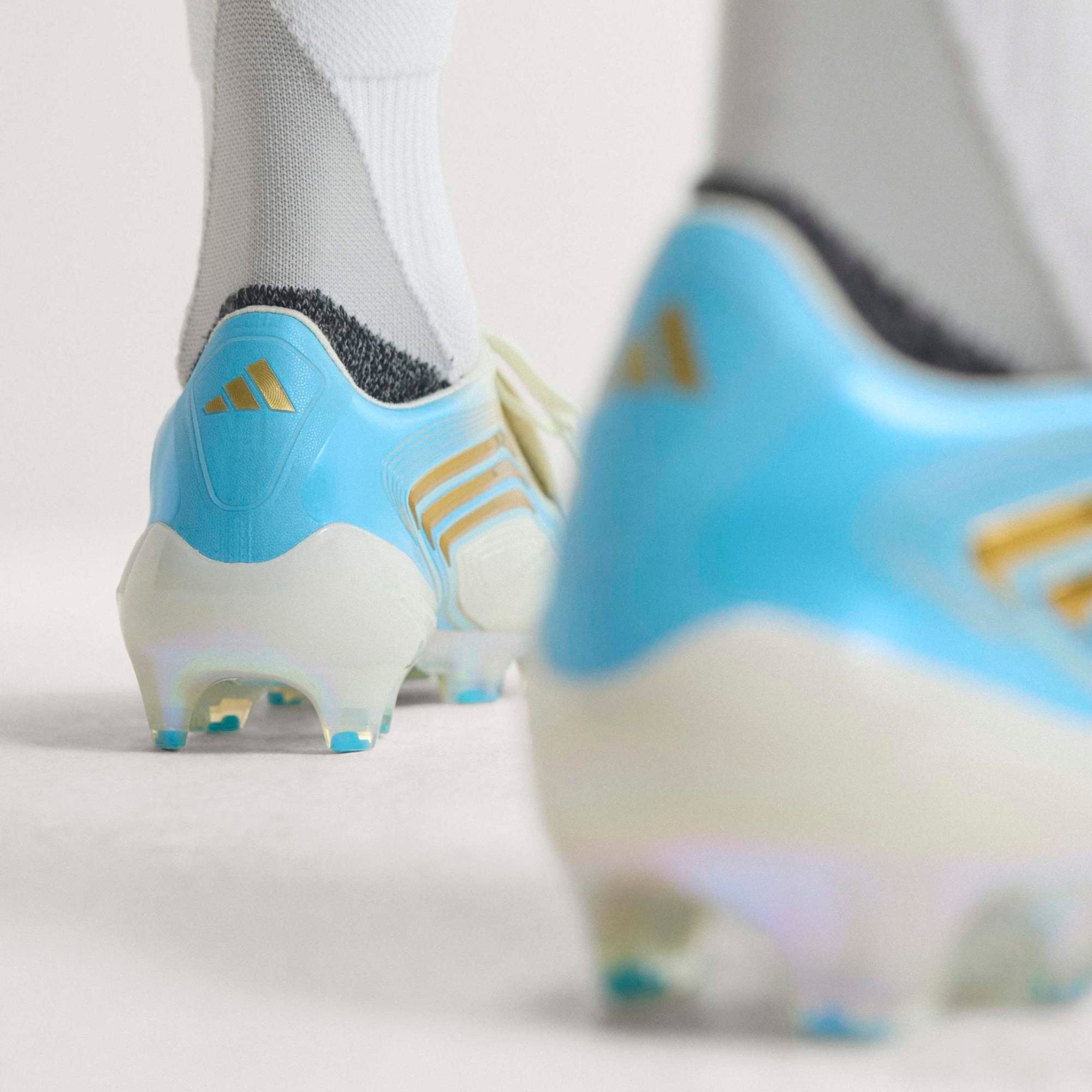 adidas F50 Messi Elite Firm-Ground Low-Top Soccer Cleats - Ivory / Semi Blue Burst / Icey Blue