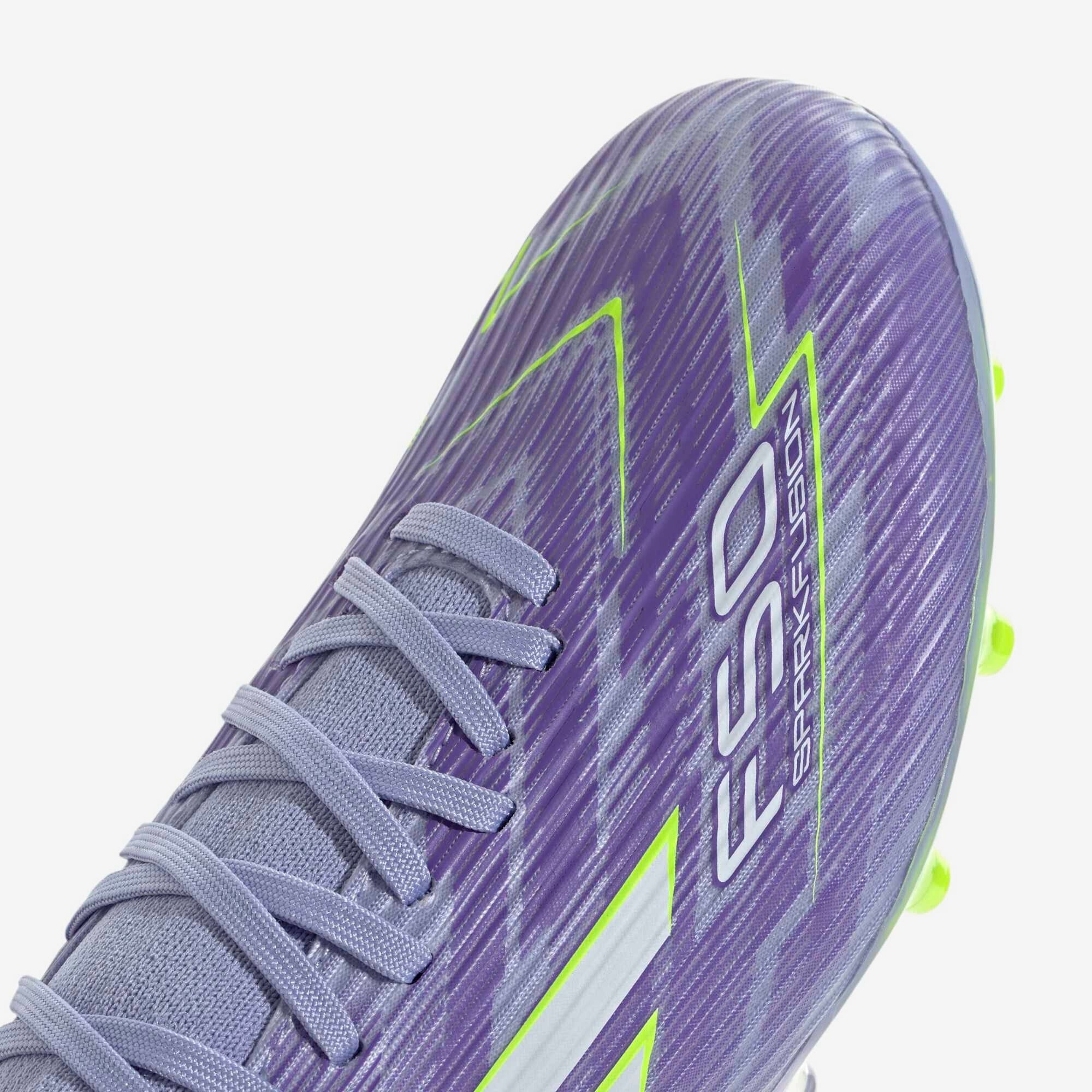 adidas F50 Sparkfusion League Firm Ground/Artificial Grass High-Top Soccer Cleats - Violet Tone / Lucid Lemon / Purple Rush