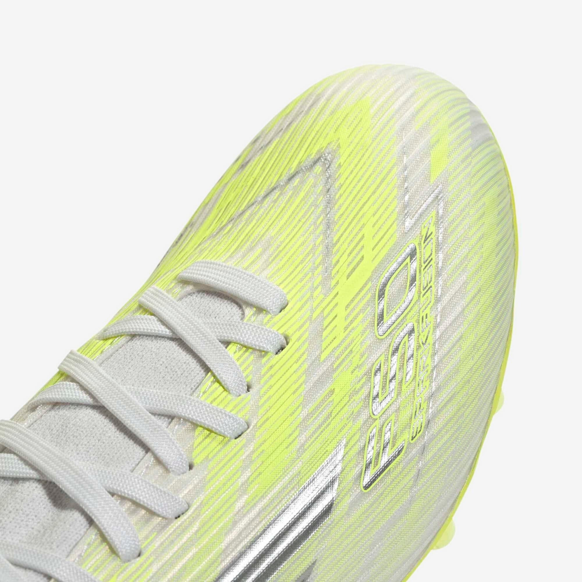adidas F50 Sparkfusion League Mid Cut (Women's) Firm Ground/Artificial Grass Soccer Cleats - Cloud White / Iron Metallic / Hi-Res Yellow