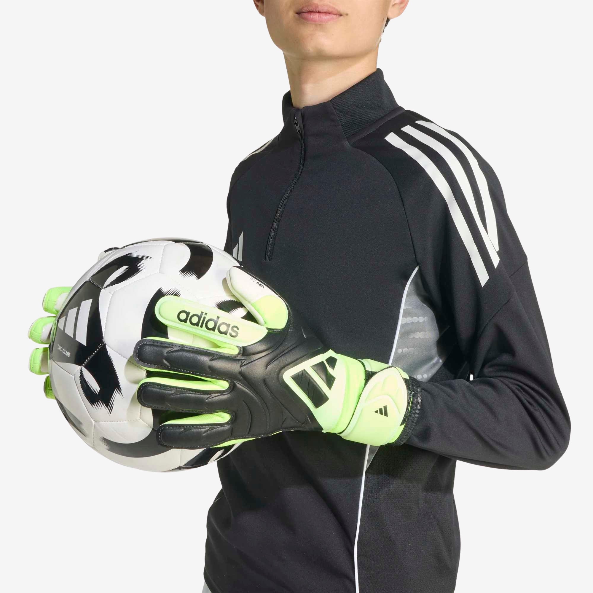 adidas Jr. Copa League Goalkeeper Gloves - Black / Black / Lucid Lemon