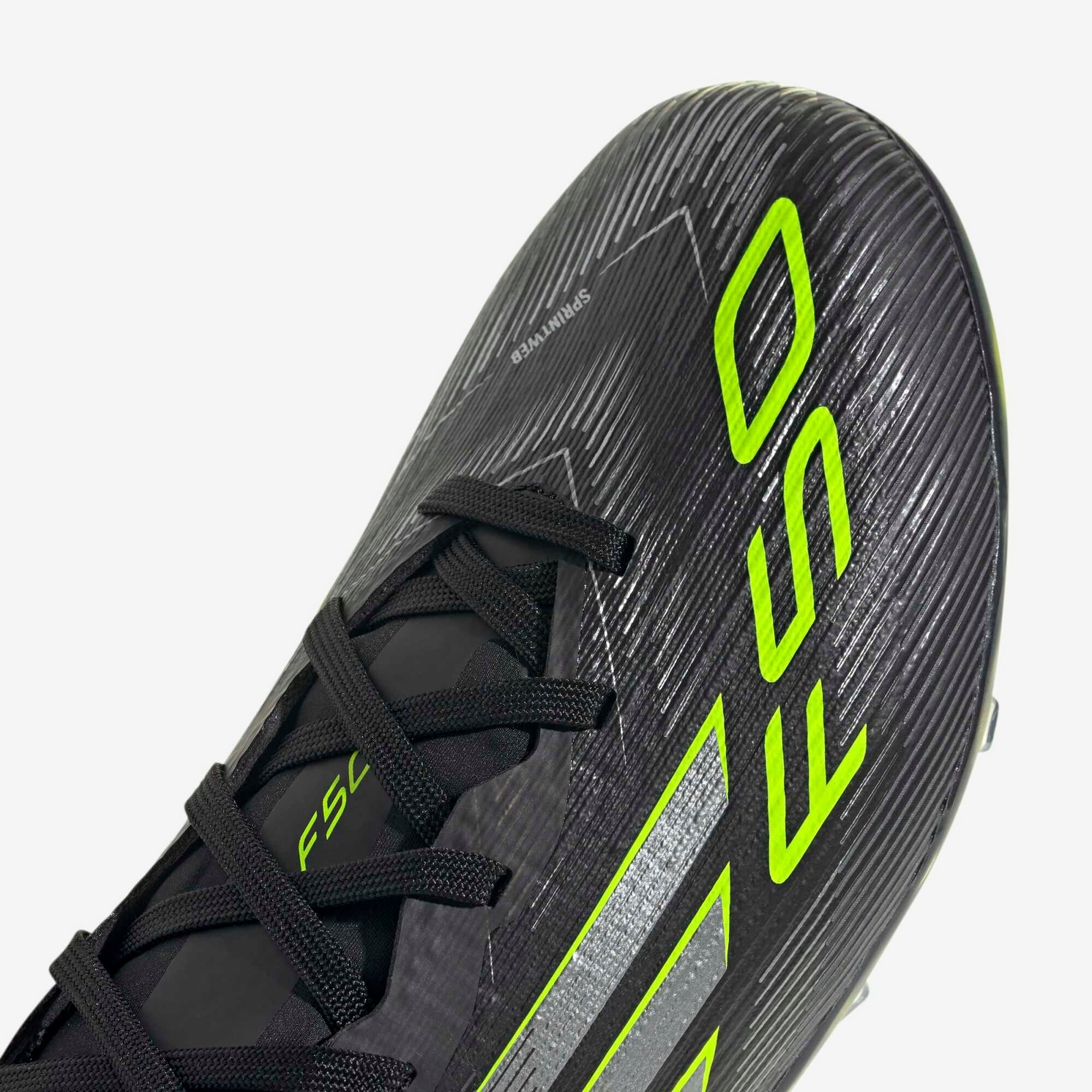 adidas Jr. F50 Elite Big Kids' Firm-Ground Low-Top Soccer Cleats - Core Black / Iron Metallic / Lucid Lemon
