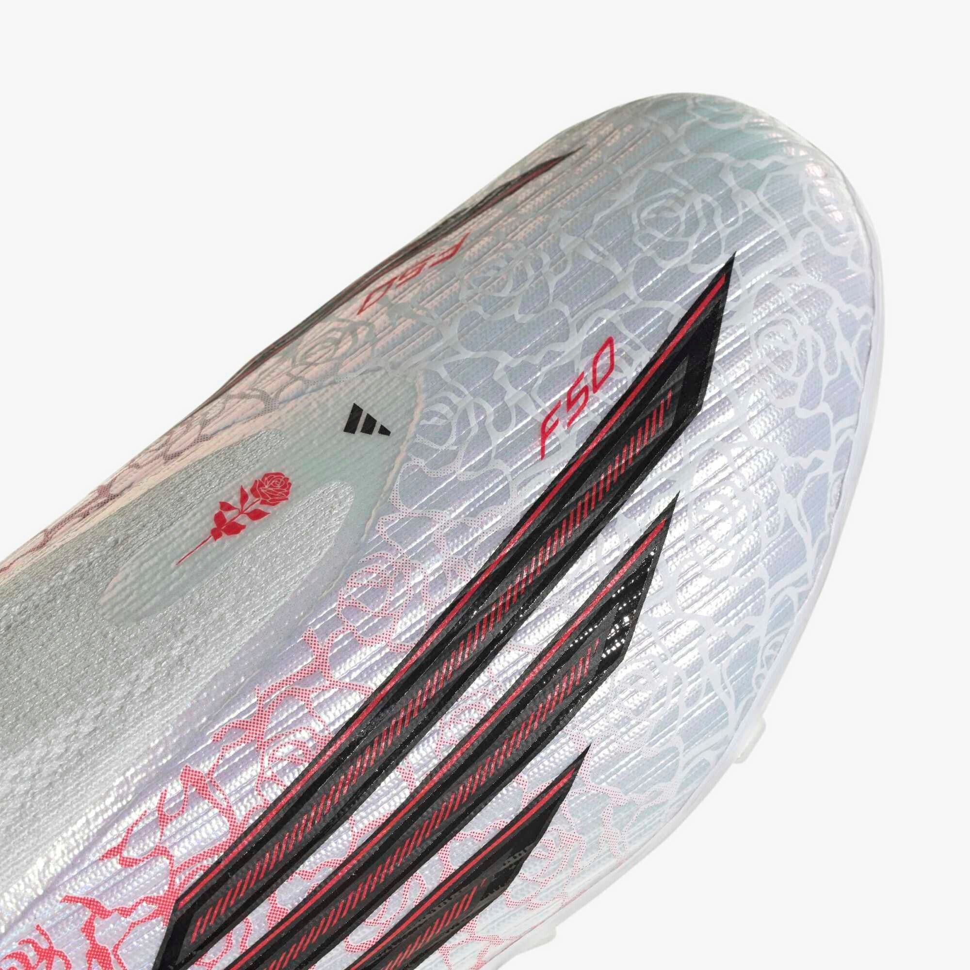 adidas Jr. F50 League Laceless LY Big Kids' Firm/Multi-Ground Low-Top Soccer Cleats - Cloud White / Core Black / Lucid Red