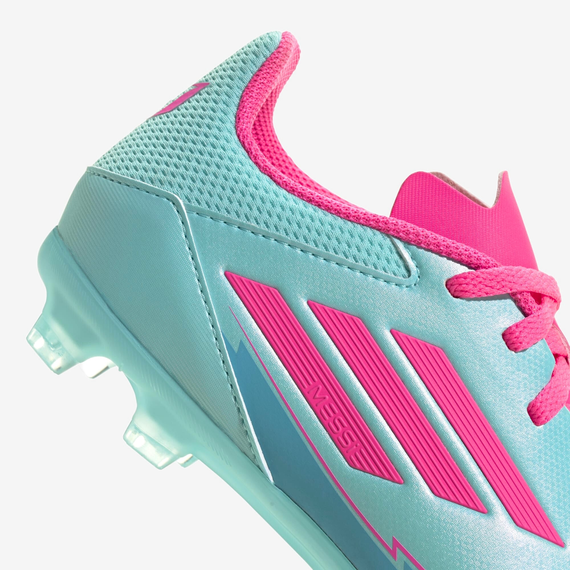 adidas Jr. F50 League Messi Little/Big Kids' FG/MG Low-Top Soccer Cleats - Flash Aqua / Lucid Pink / Lucid Cyan