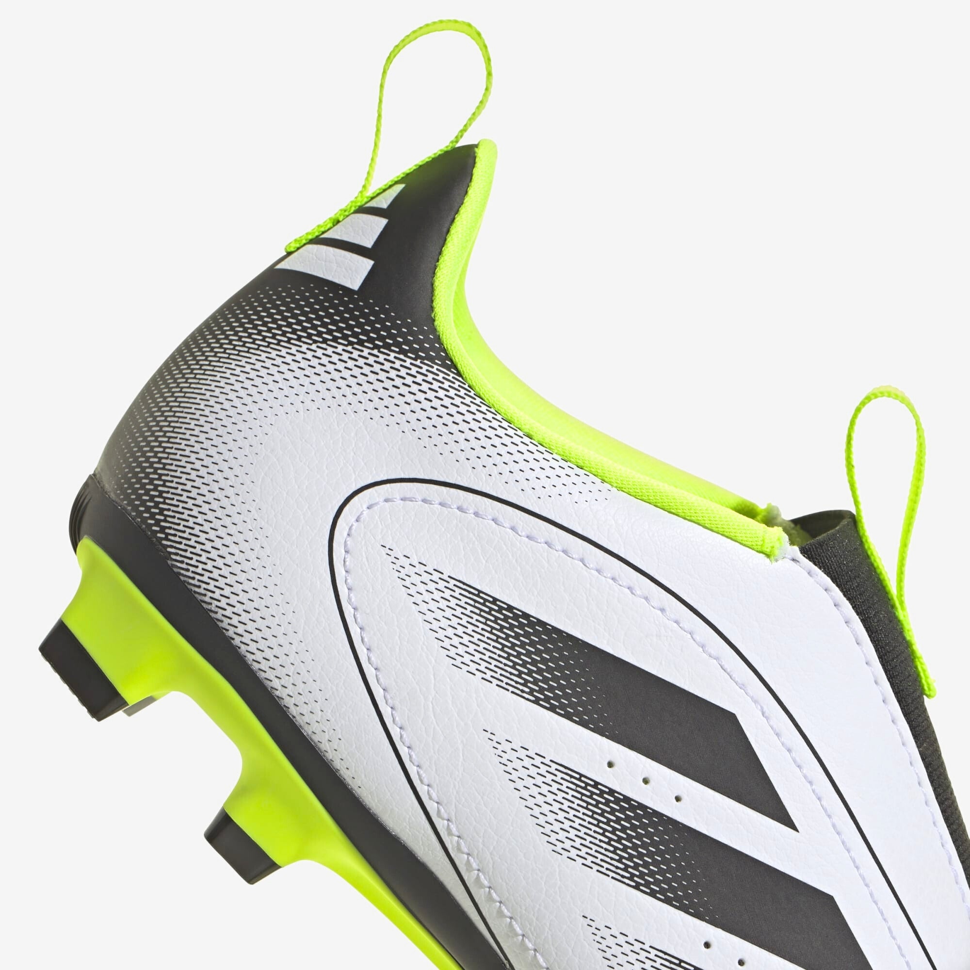 adidas Jr. Goletto IX Laceless Little/Big Kids' FG/MG Low-Top Soccer Cleats - Cloud White / Core Black / Lucid Lemon