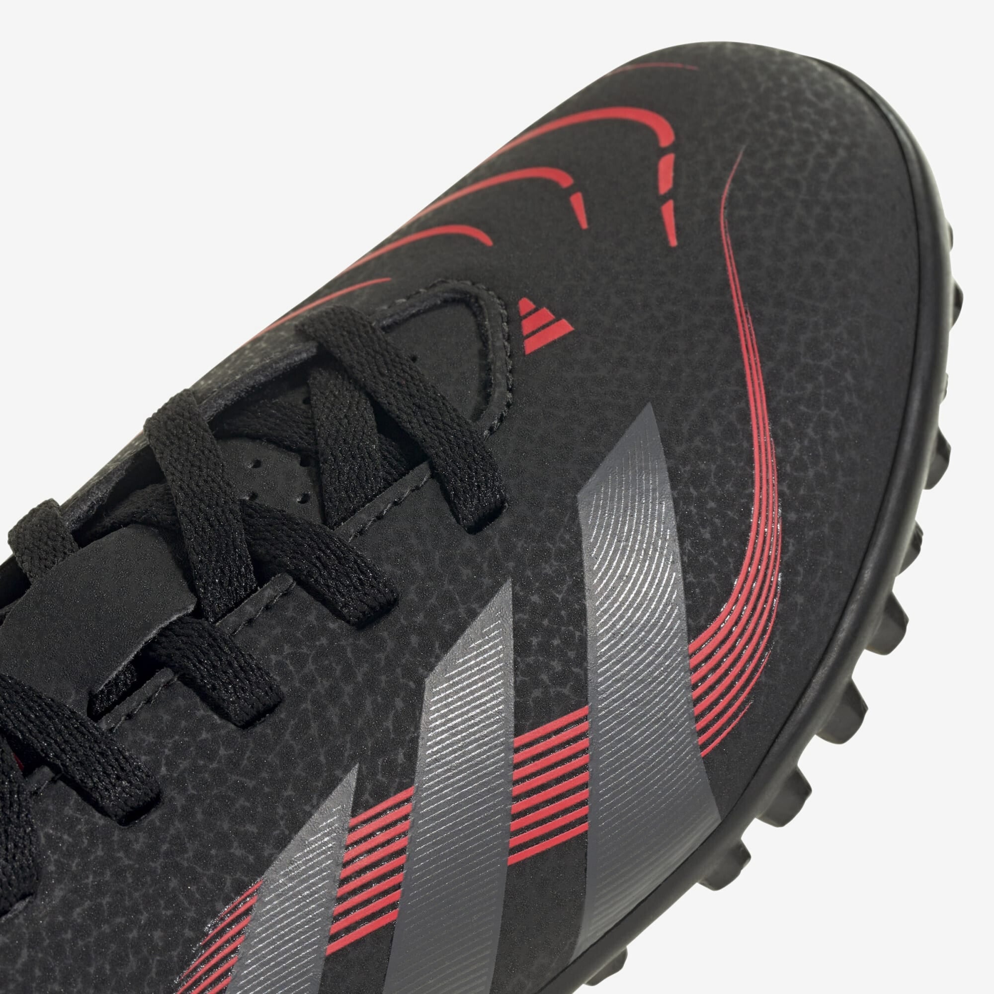 adidas Jr. Predator Club Big Kids' Turf Low-Top Soccer Shoes - Core Black / Grey Four / Lucid Red