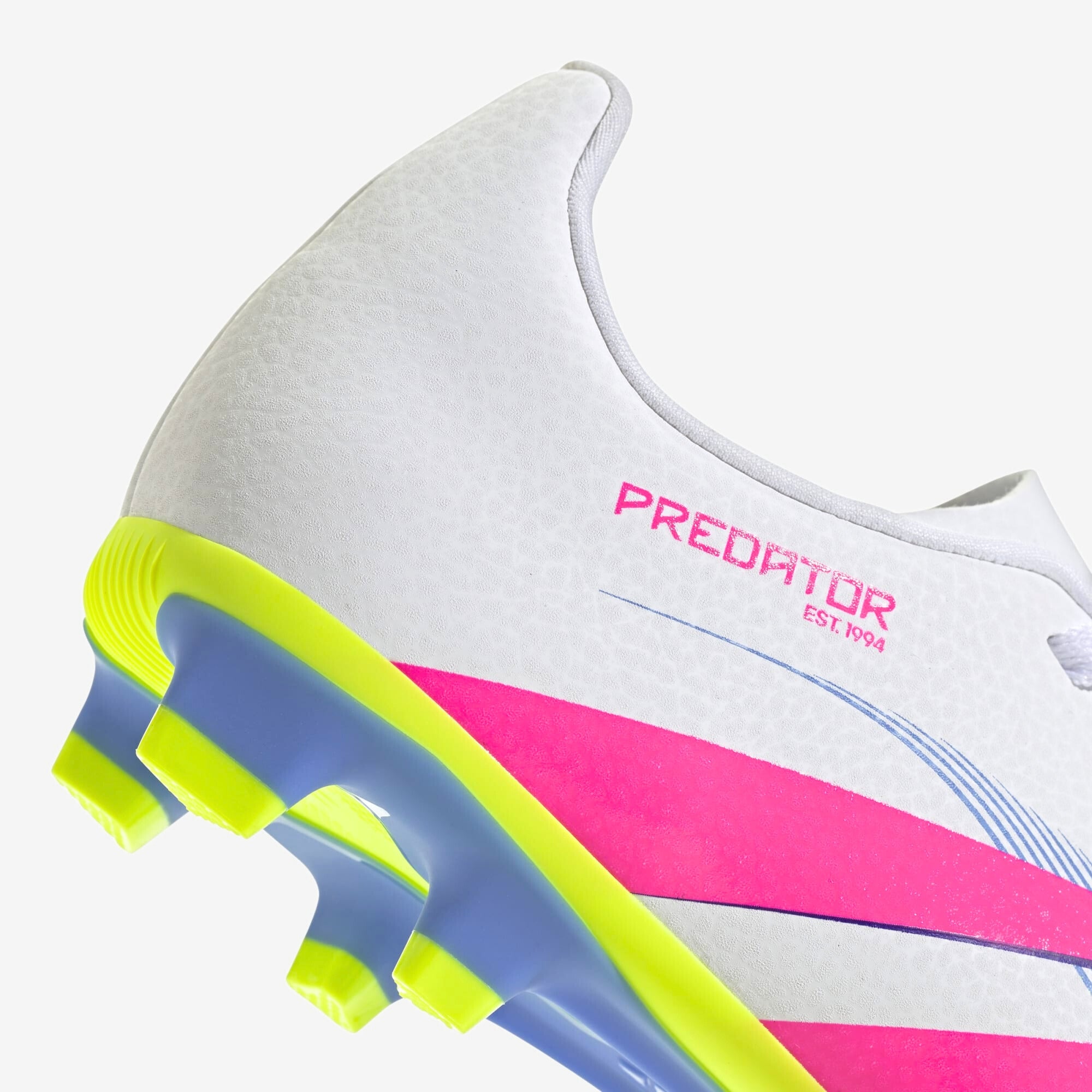 adidas Jr. Predator Club Little/Big Kids' FG/MG Low-Top Soccer Cleats - Cloud White / Lucid Pink / Lucid Lemon