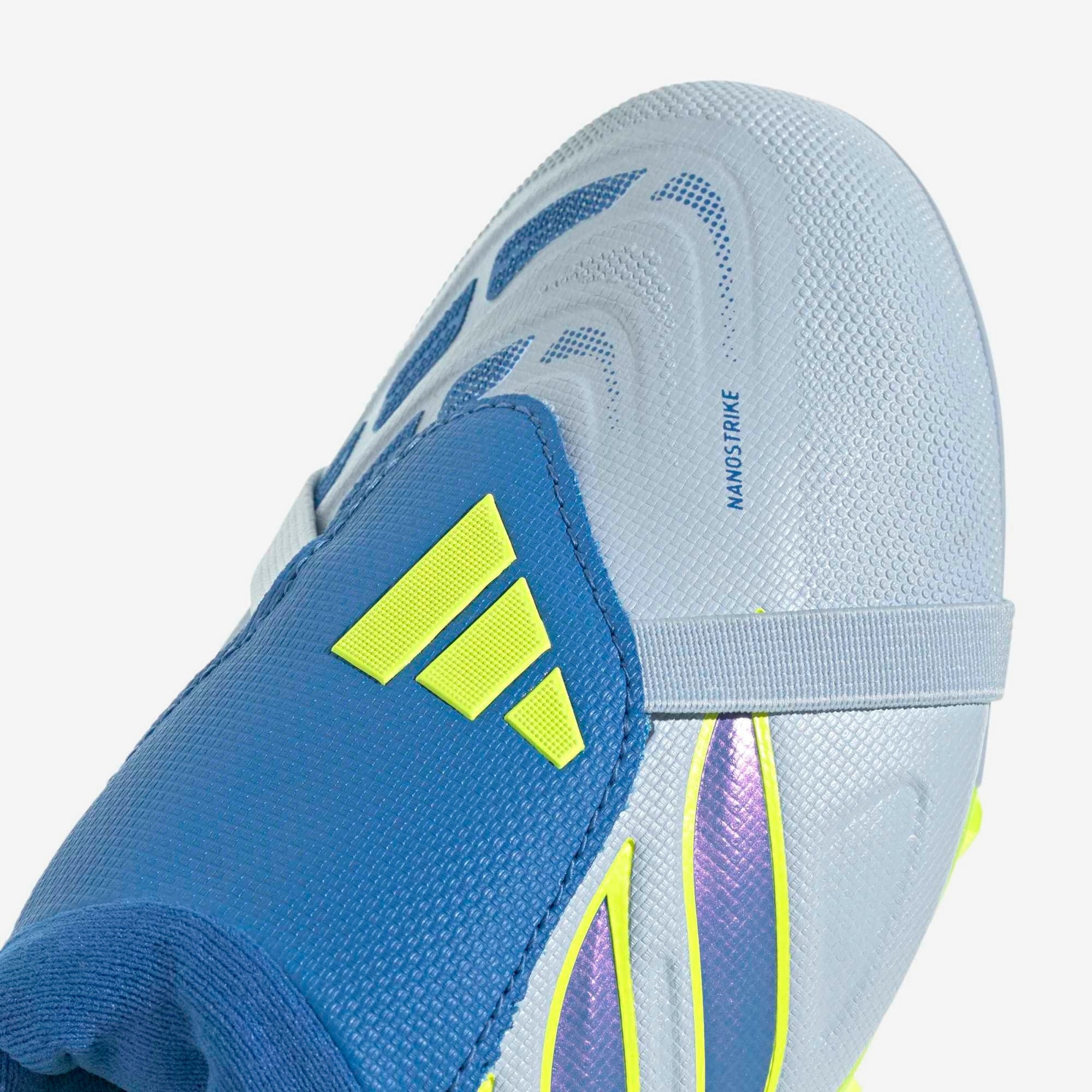 adidas Jr. Predator League Fold-Over Tongue Big Kids' Firm-Ground Low-Top Soccer Cleats - Crystal Sky / Ray Blue / Team Solar Yellow 2