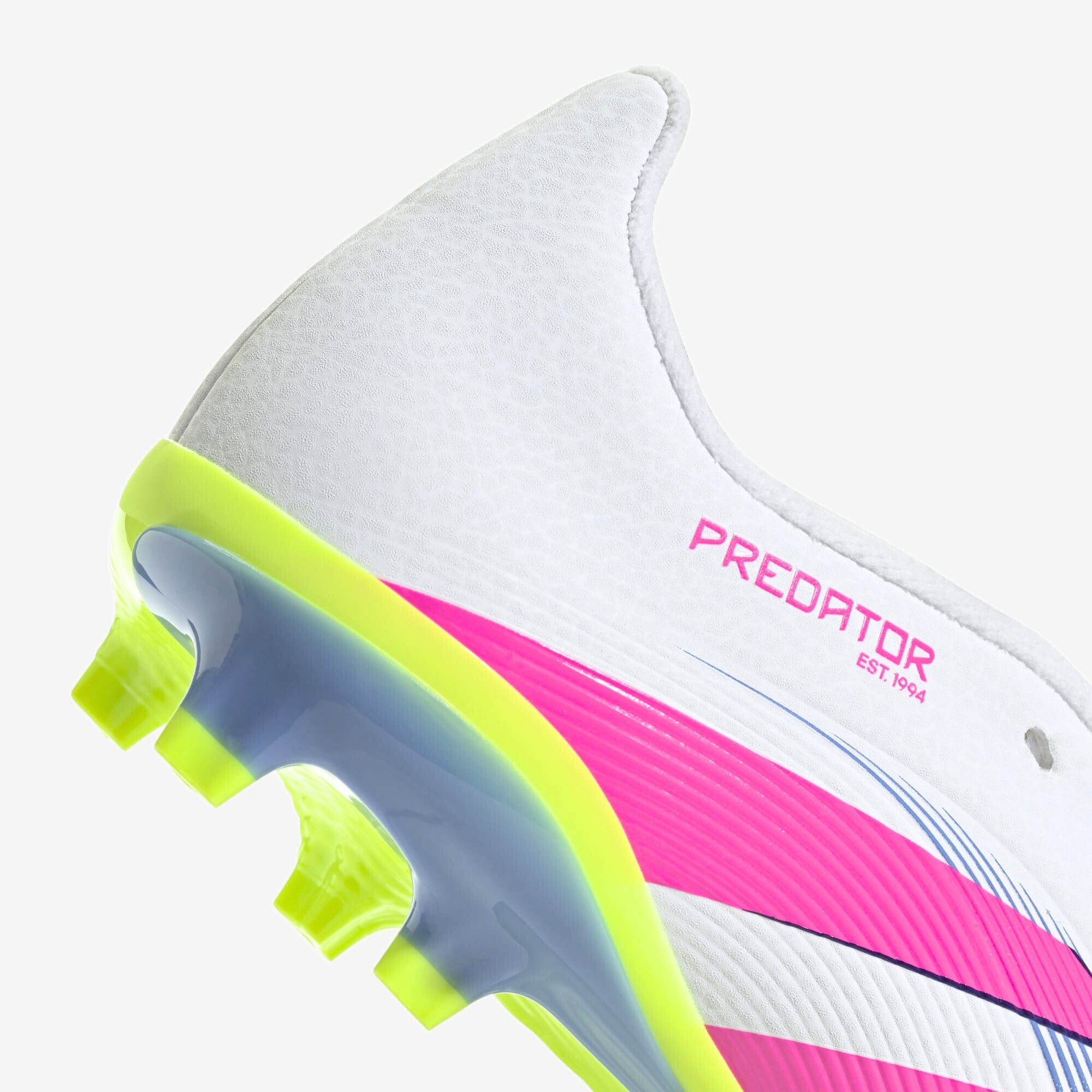 adidas Jr. Predator League Fold-Over Tongue Little/Big Kids' FG Low-Top Soccer Cleats - Cloud White / Lucid Pink / Lucid Lemon