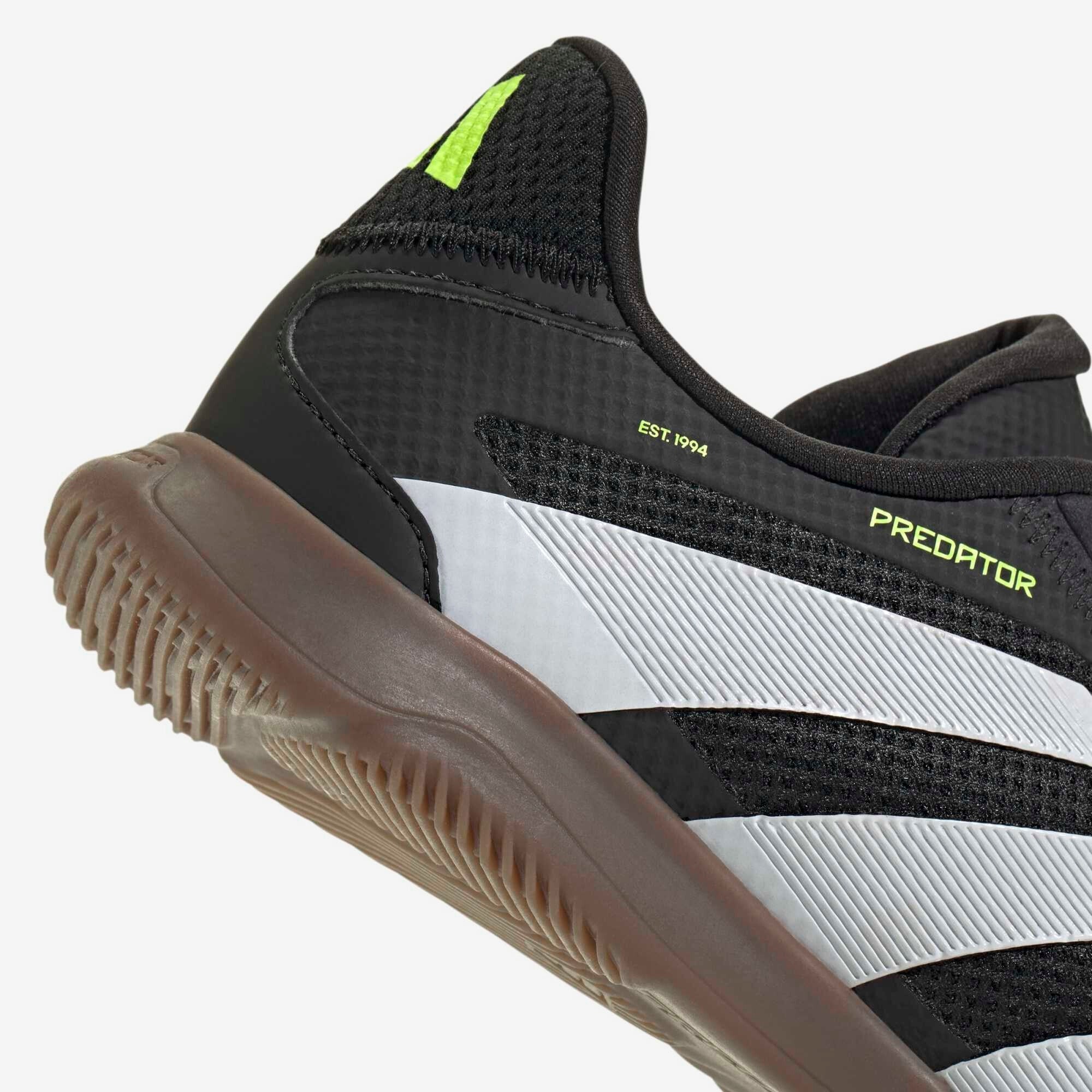 adidas Jr. Predator League Big Kids' Indoor/Court Low-Top Soccer Shoes - Core Black / Cloud White / Lucid Lemon