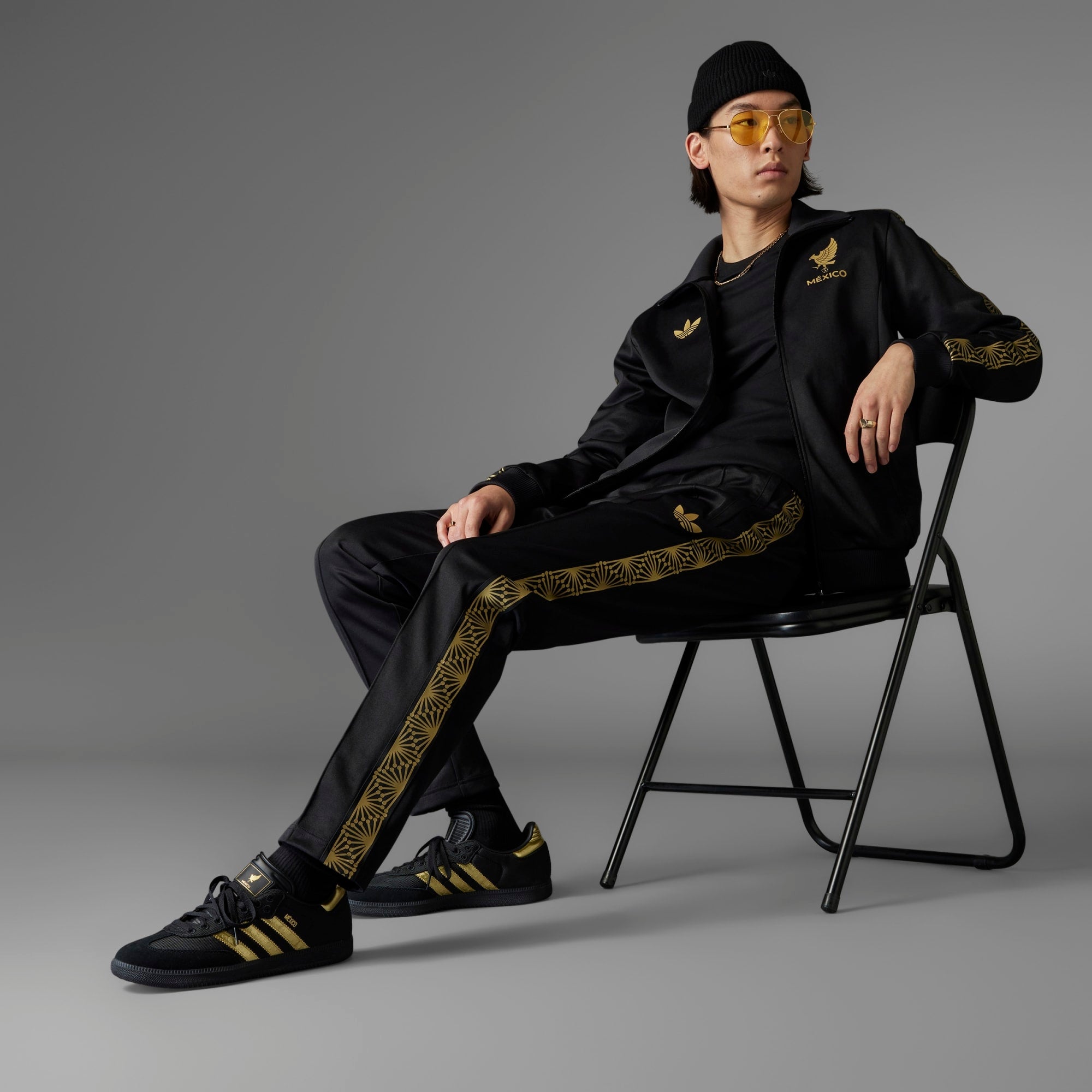 adidas Mexico 2025 Gold Top Men's Full-Zip Soccer Track Jacket - Black