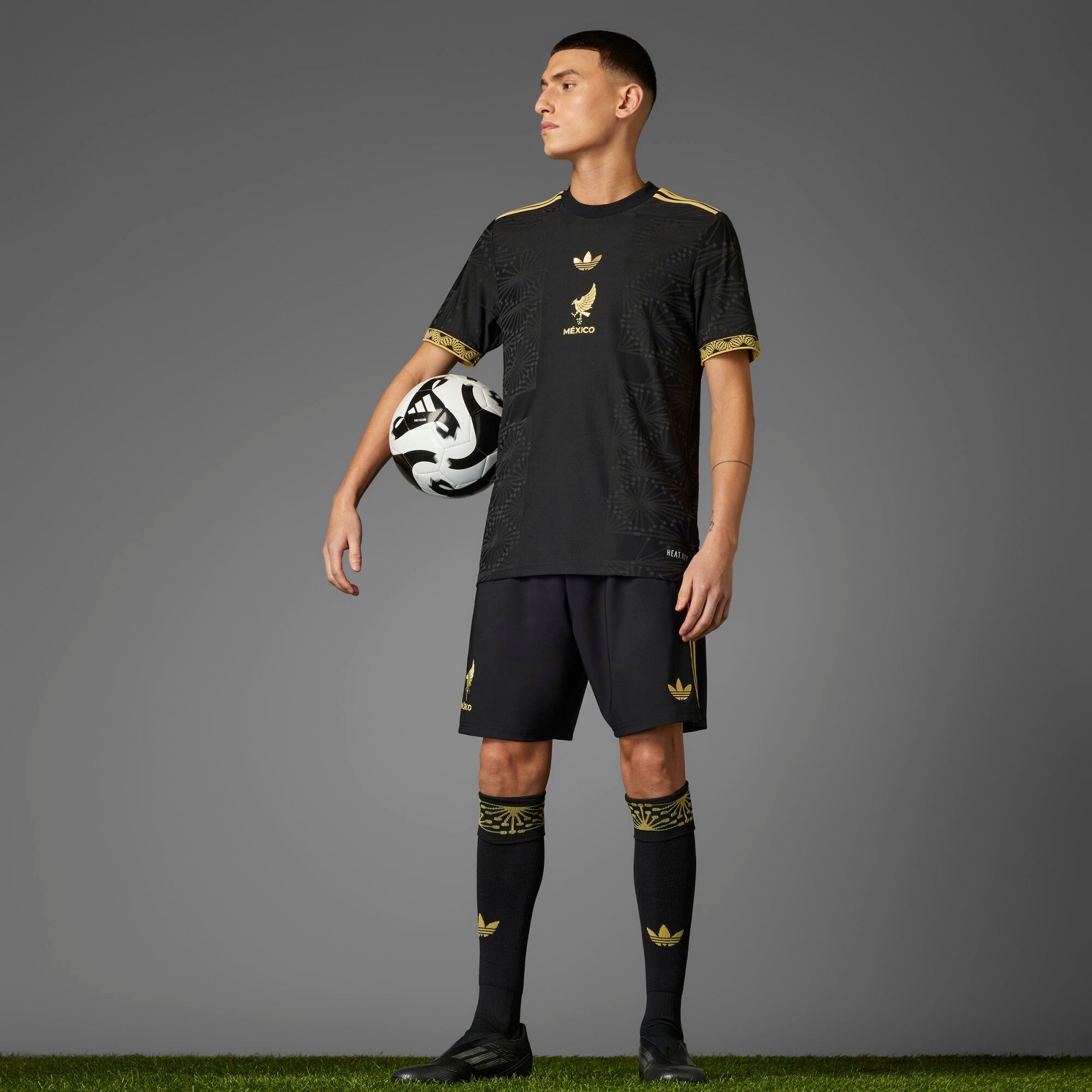 adidas Mexico 2025 Match Gold Men's HEAT.RDY Soccer Authentic Jersey - Black
