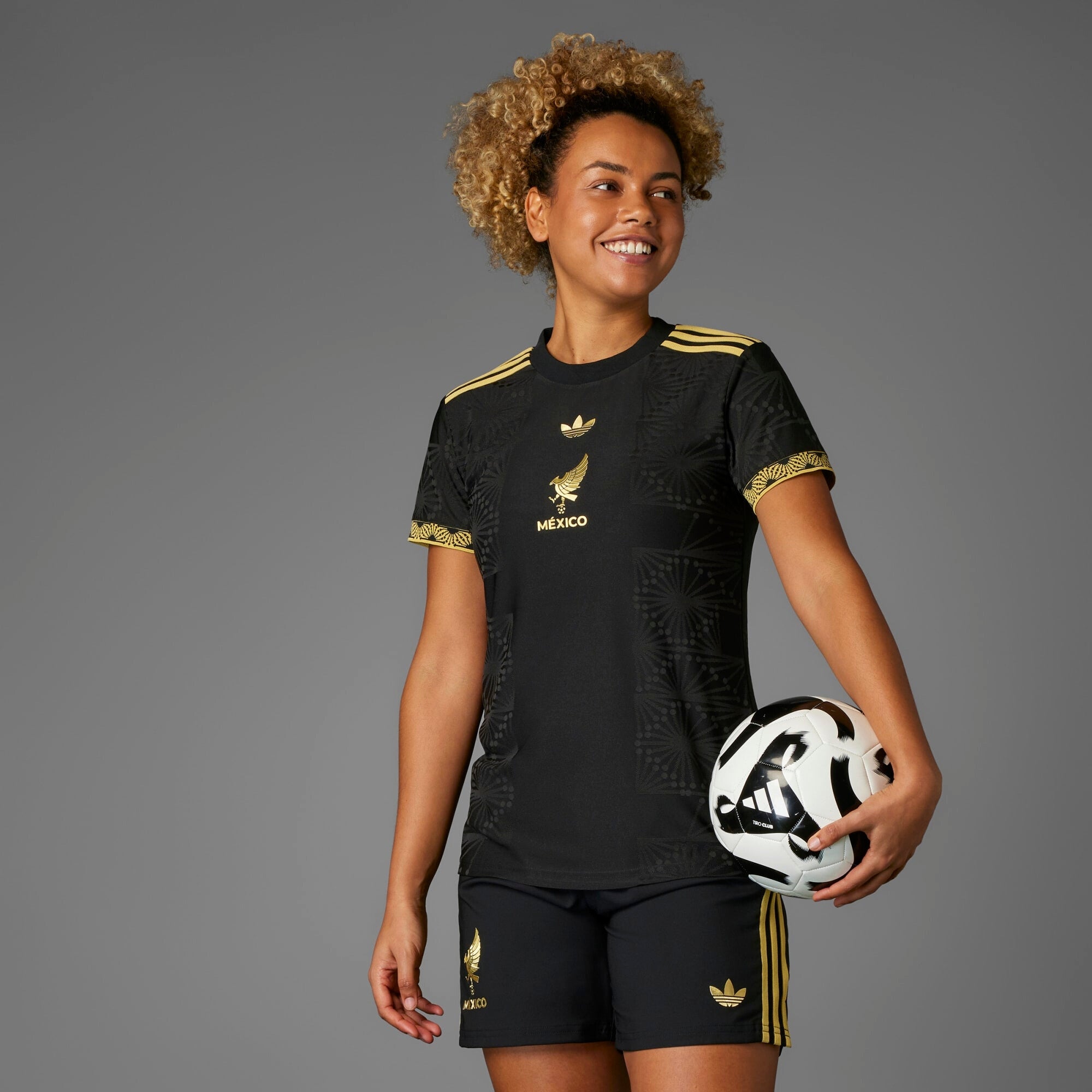 adidas Mexico 2025 Match Gold Women's HEAT.RDY Soccer Authentic Jersey - Black