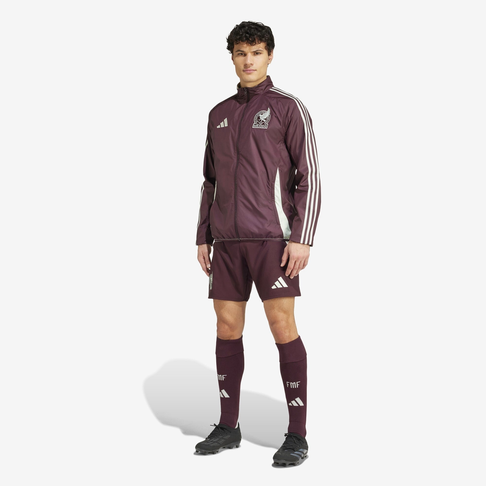 adidas Mexico Anthem Men's Full-Zip Soccer Jacket - Dark Burgundy / Linen Green