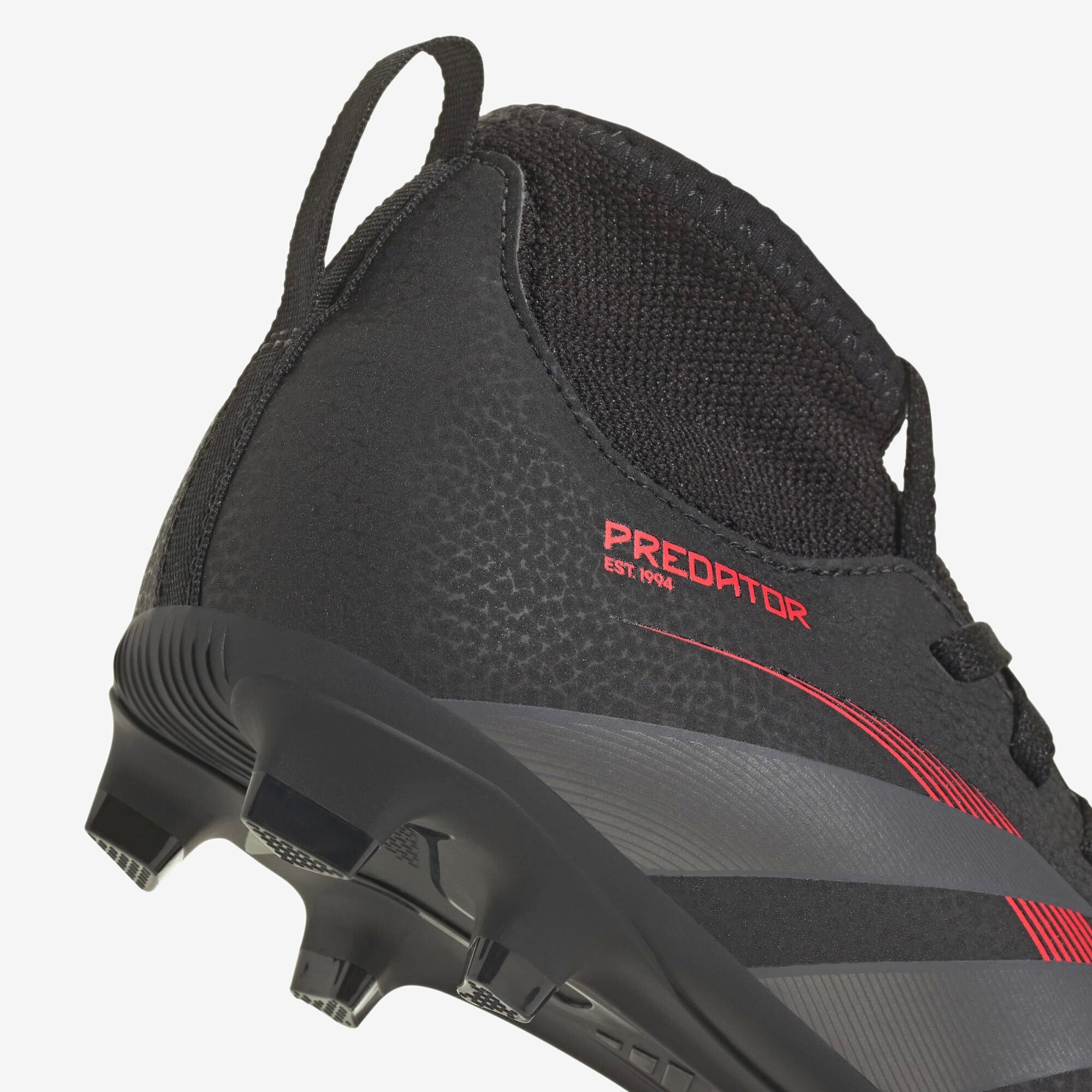 adidas Jr. Predator Club Sock Little/Big Kids' FG/MG Low-Top Soccer Cleats - Core Black / Grey Four / Lucid Red