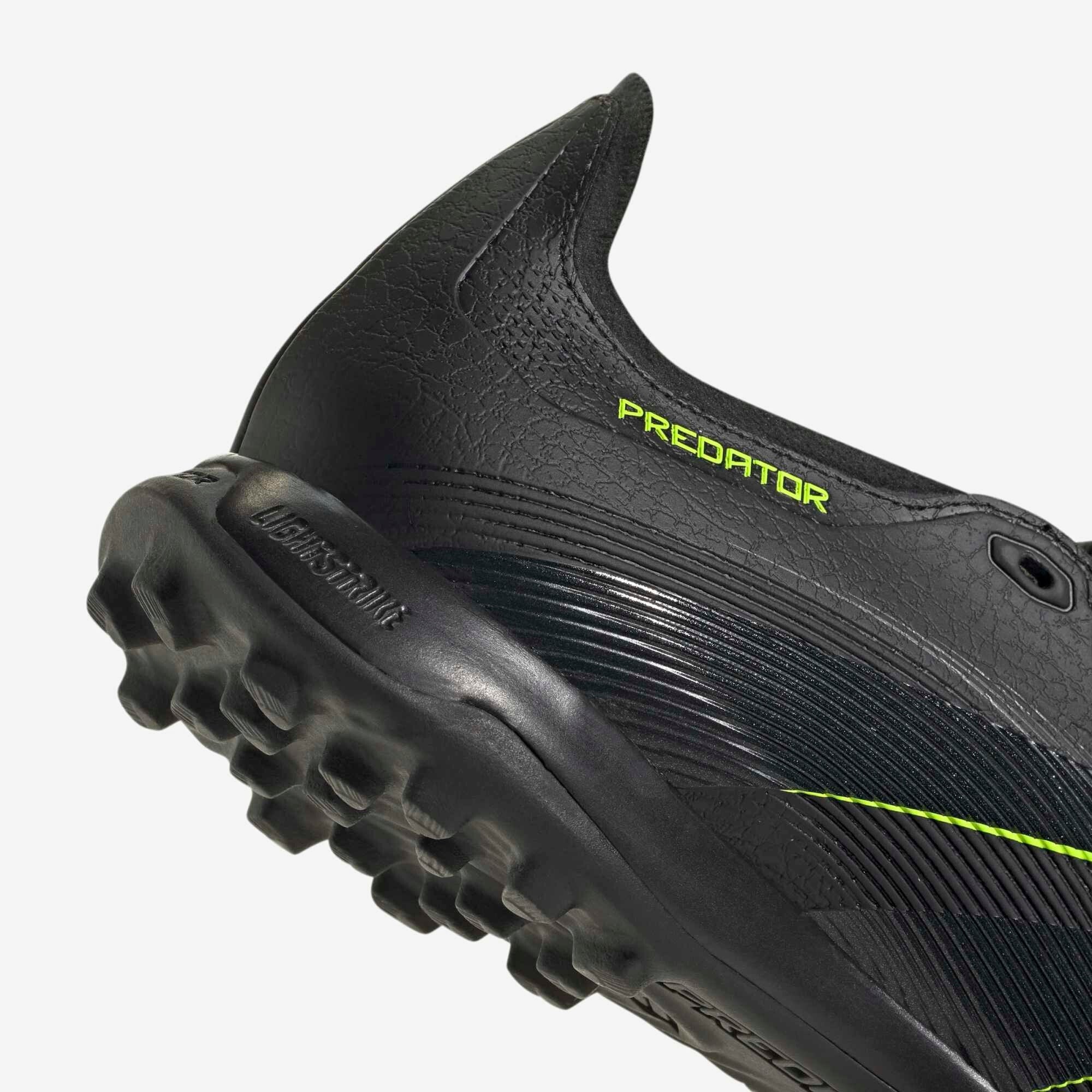 adidas Predator League Fold-Over Tongue Turf Low-Top Soccer Shoes - Core Black / Carbon / Lucid Lemon