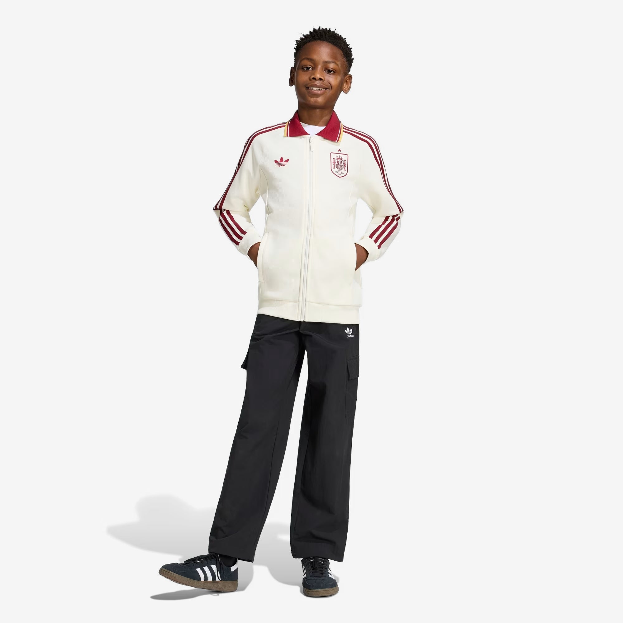 adidas Spain Away Anthem Big Kids' Full-Zip Soccer Jacket - Off White