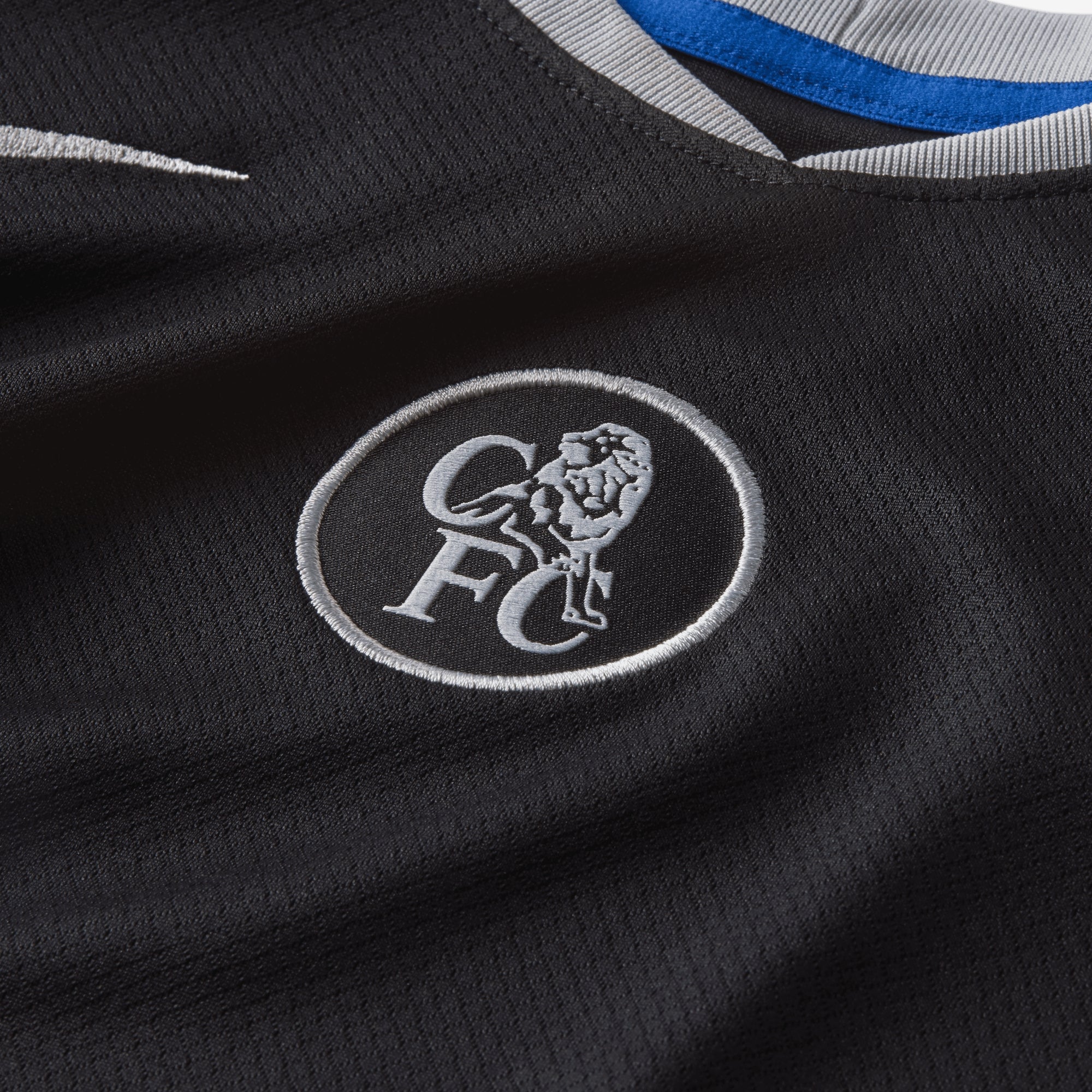 Nike Chelsea 2025/26 Stadium Third Big Kids' Dri-FIT Total 90 Soccer Replica Jersey - Black/Field Silver/Field Silver
