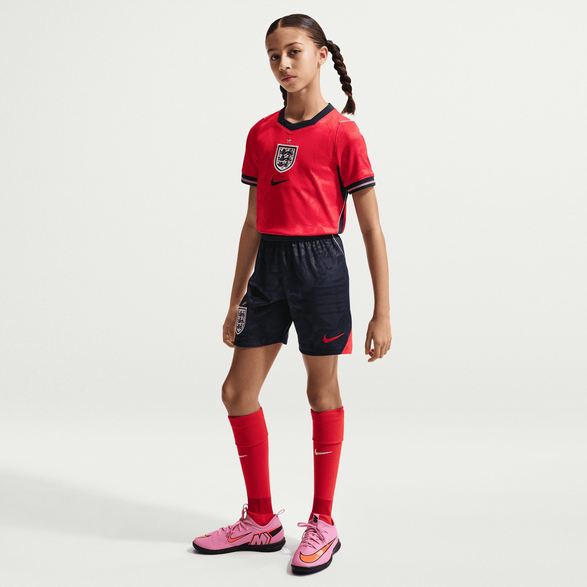 Nike England 2026 Stadium Away Big Kids' Dri-FIT Soccer Replica Jersey - Speed Red/Obsidian/White/Obsidian
