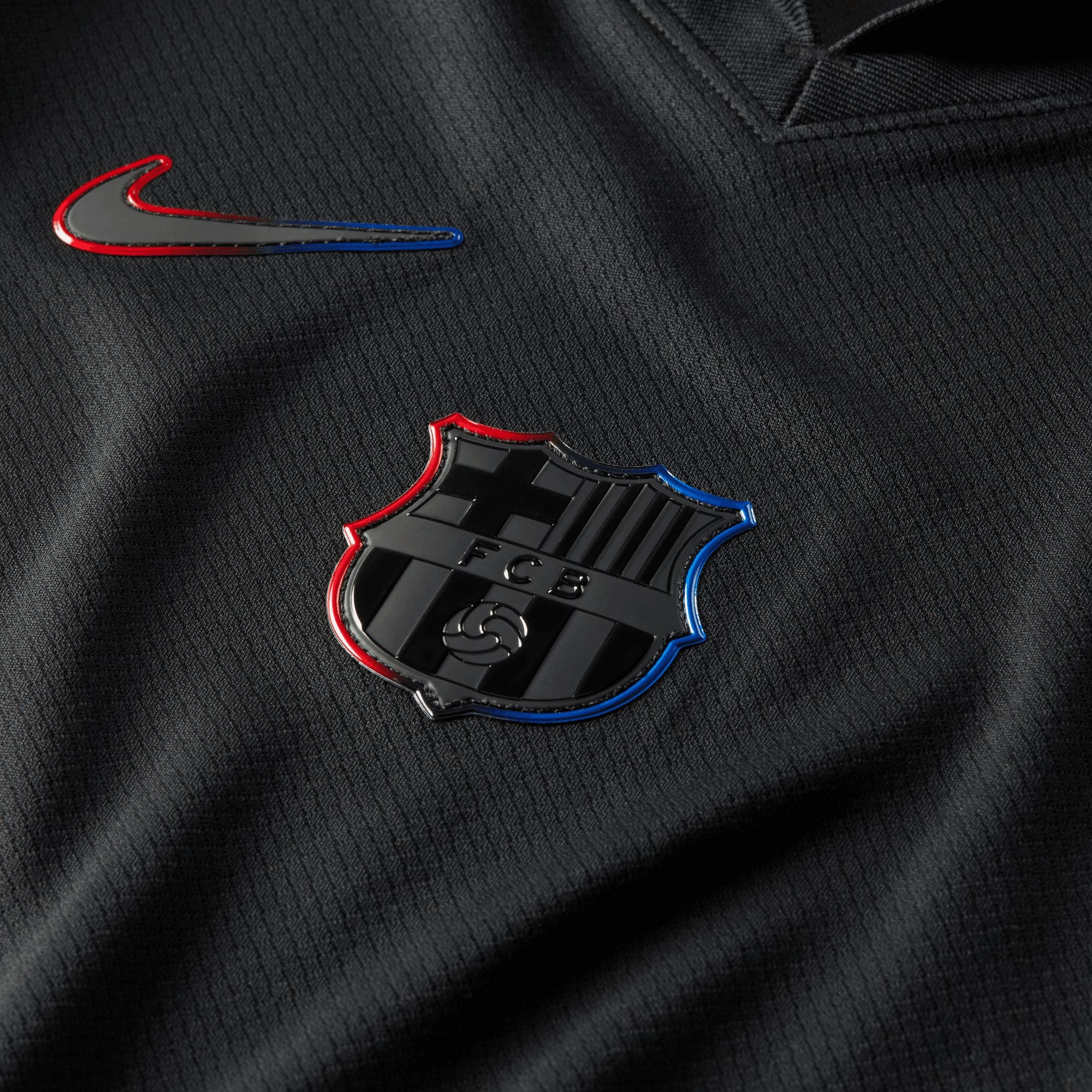 Nike FC Barcelona 2024/25 Stadium Away Big Kids' Dri-FIT Soccer Replica Jersey - Black/Hyper Royal/University Red/Black