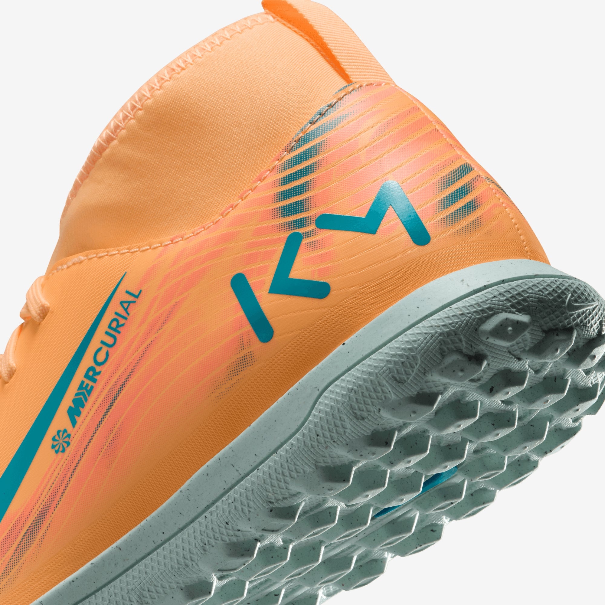 Nike Jr. Mercurial Superfly 10 Club Kylian Mbappé Big Kids' Turf High-Top Soccer Shoes - Melon Tint/Neo Turq-Igloo