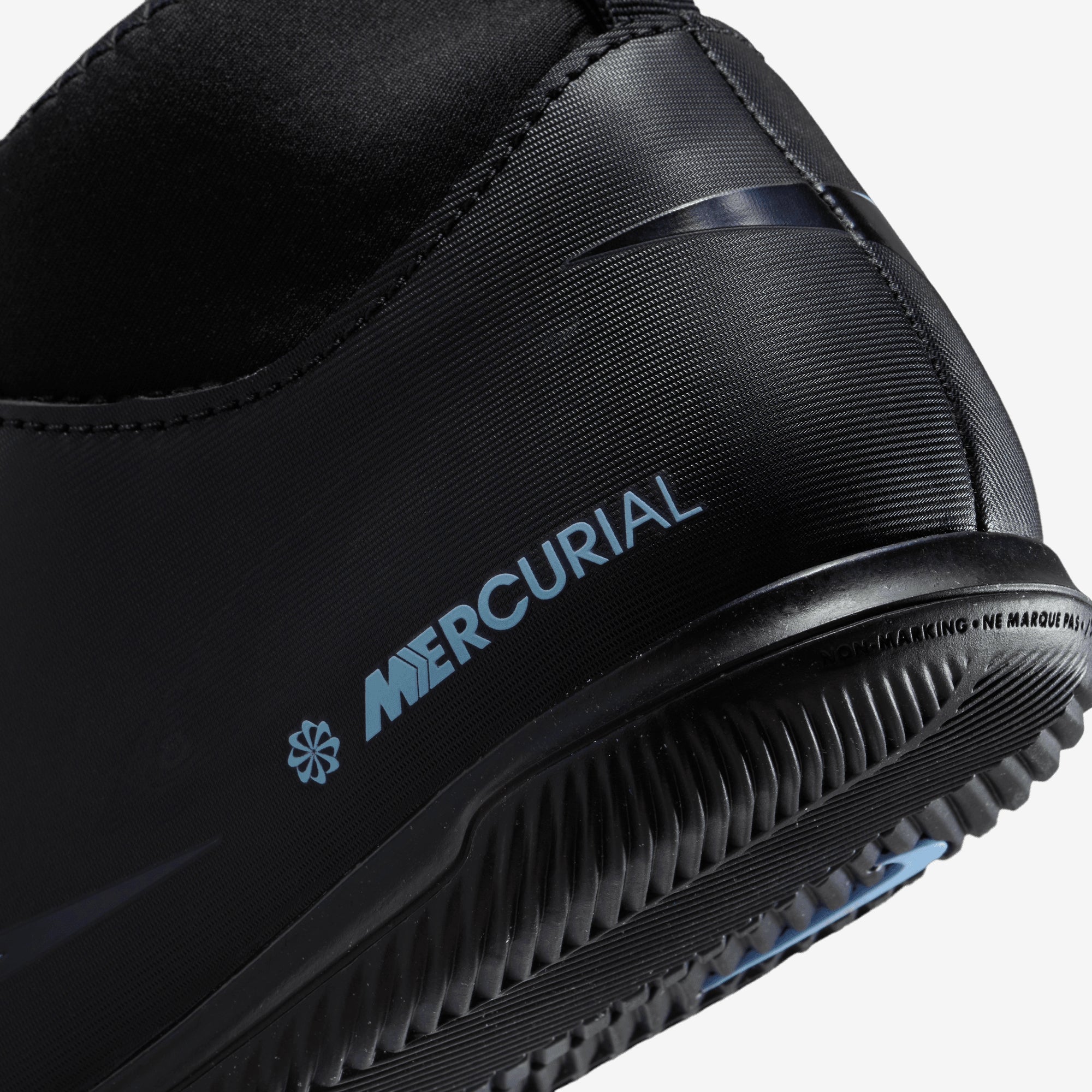 Nike Jr. Mercurial Superfly 10 Club Little/Big Kids' Indoor/Court High-Top Soccer Shoes - Black/Ice Blue