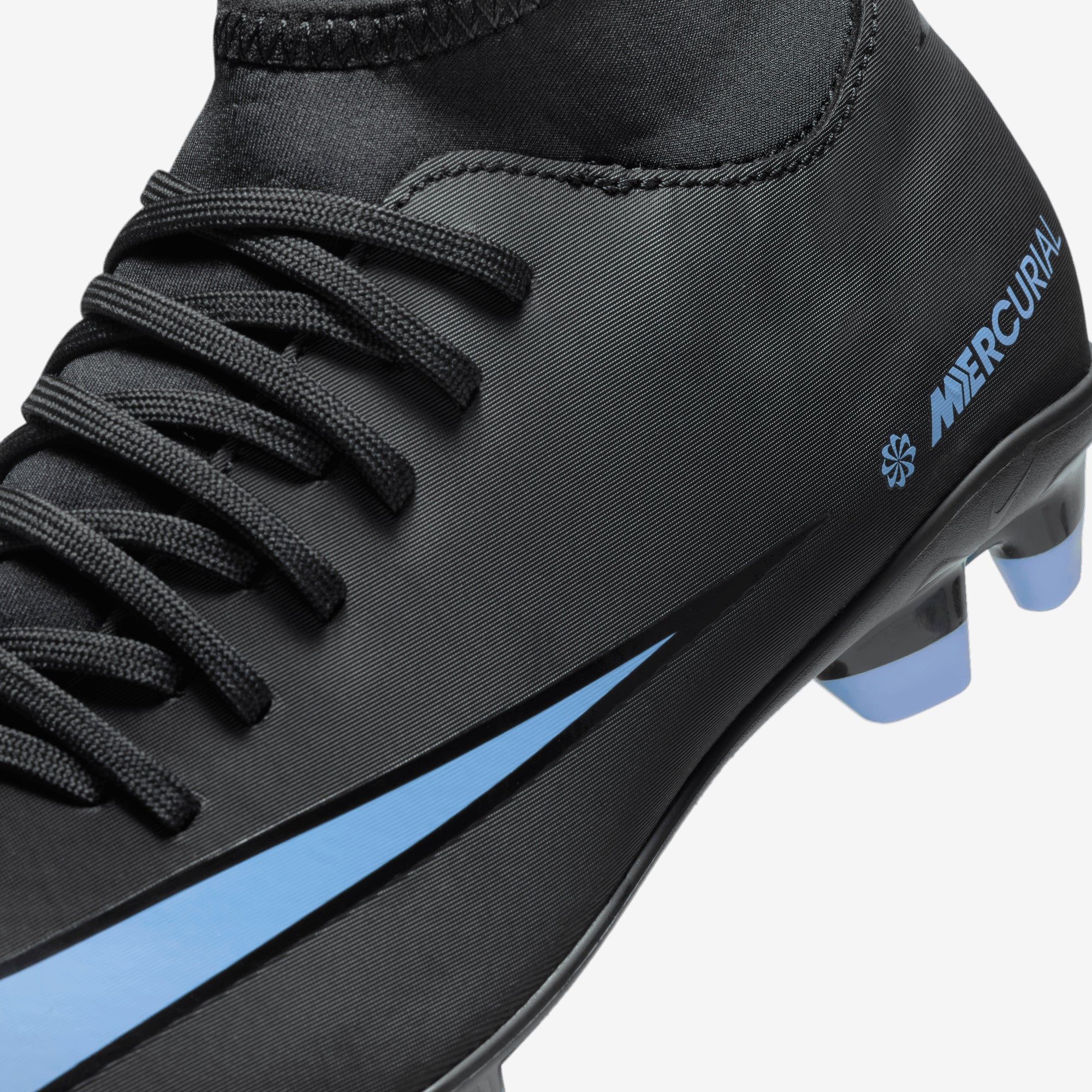 Nike Jr. Mercurial Superfly 10 Club Little/Big Kids' Multi-Ground High-Top Soccer Cleats - Black/Ice Blue