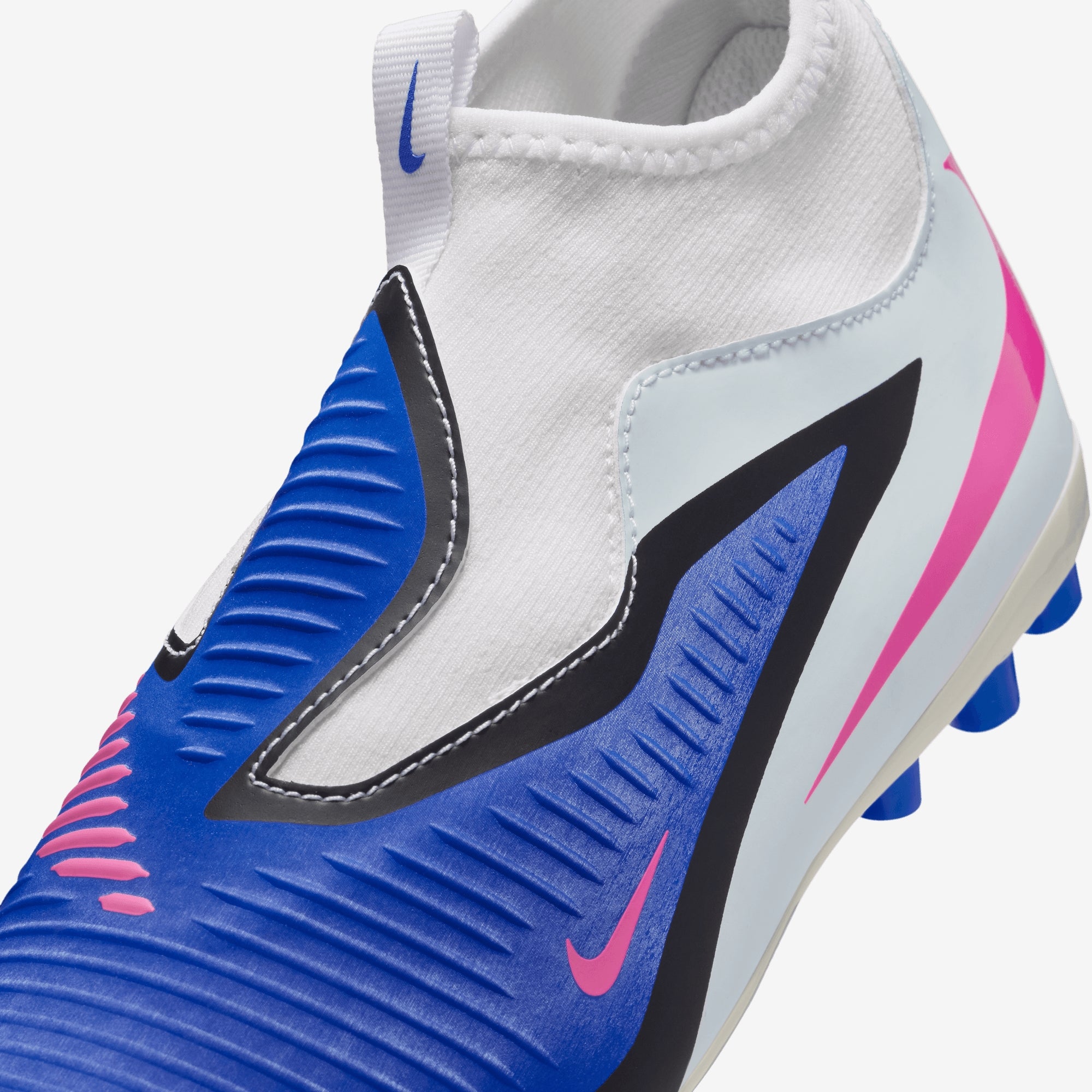 Nike Jr. Phantom 6 High Academy Big Kids' Multi-Ground Soccer Cleats - Racer Blue/Pink Blast-White