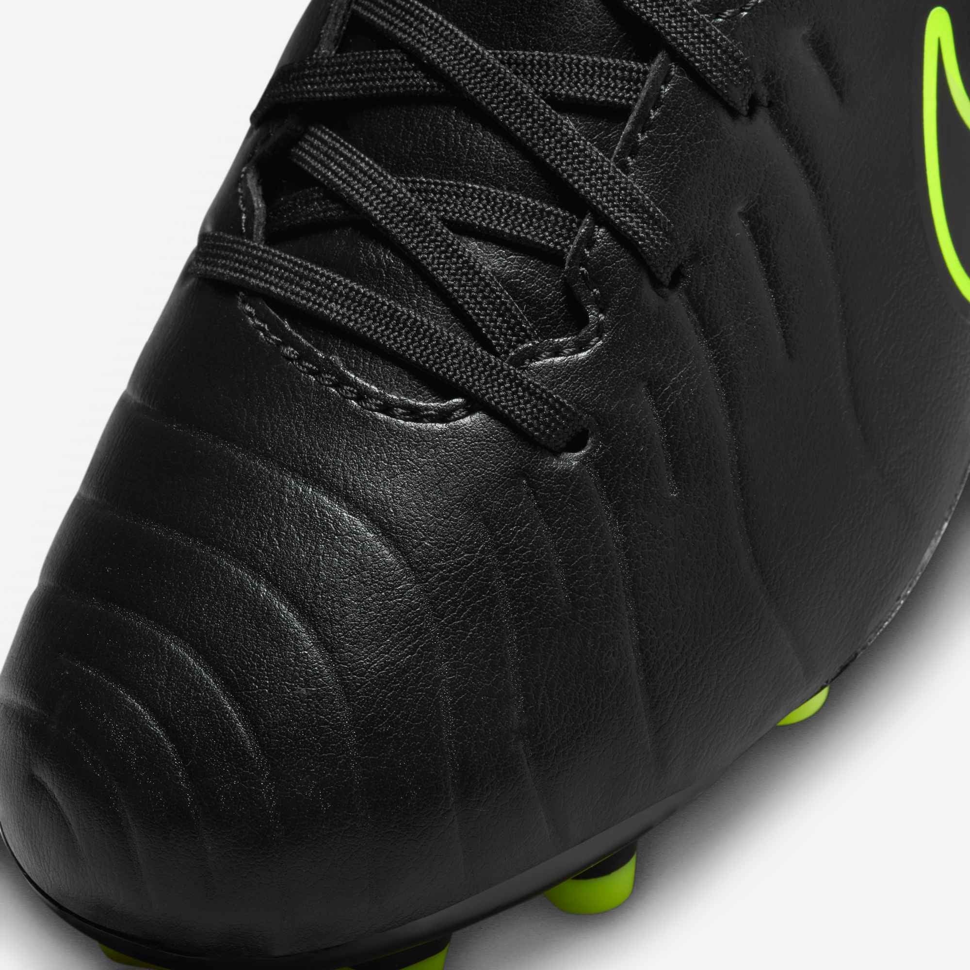 Nike Jr. Tiempo Legend 10 Club Little/Big Kids' MG Low-Top Soccer Cleats - Black/Volt